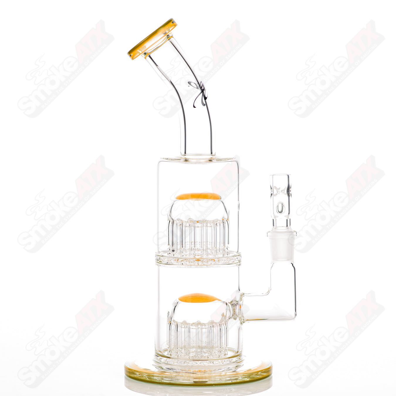 Toro Double Micro 13/13 Arm Perc Glass Bubbler with intricate arm percolator design and clear glass construction.