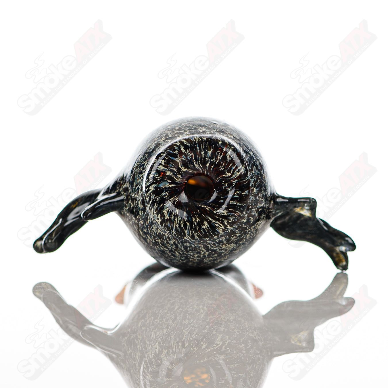 Glass pipe from Four Winds Flameworks featuring a Hooter Four Winds design with intricate glasswork and vibrant colors.