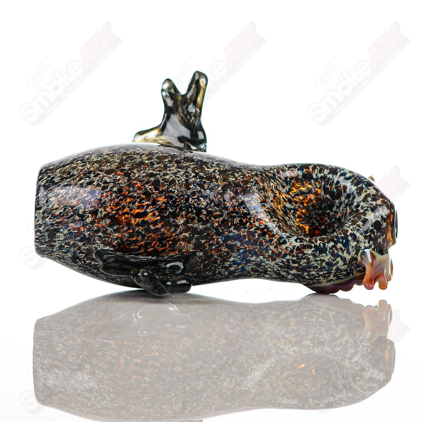 Glass pipe by Four Winds Flameworks featuring a colorful hooter design with intricate flameworked details.