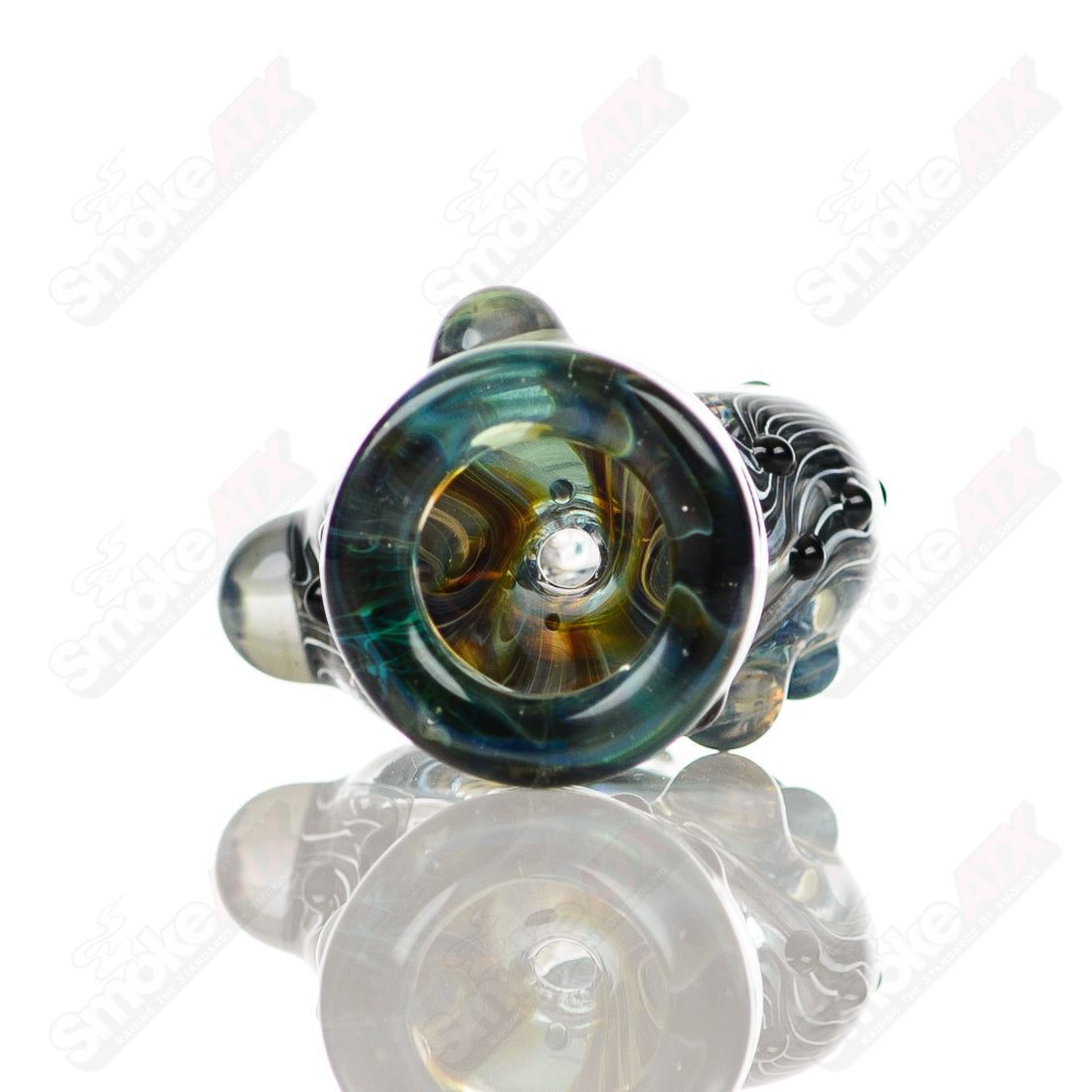 Large glass Donut Chillum by Baby Dabs showcasing a colorful donut-shaped design for baby dabs.