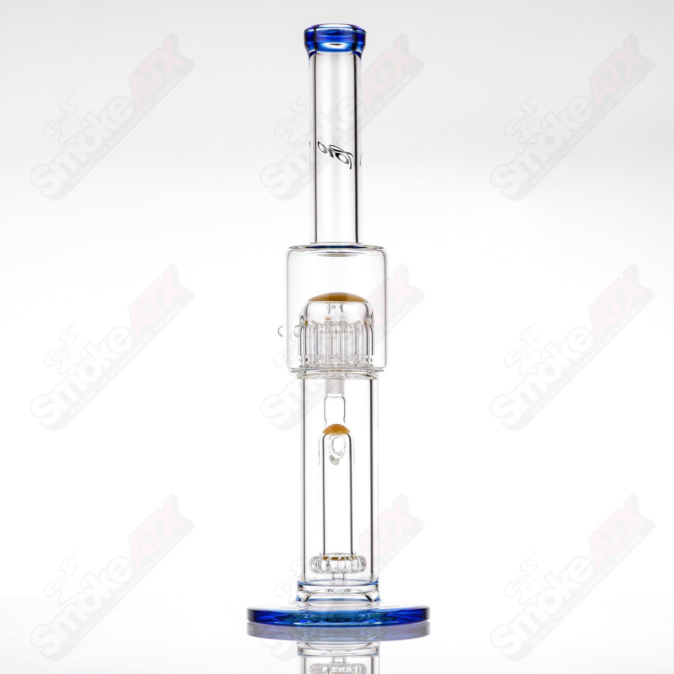Toro Mini Circ to 13 Arm Conturax glass straight tube with colorful accent, featuring intricate glasswork and vibrant details.