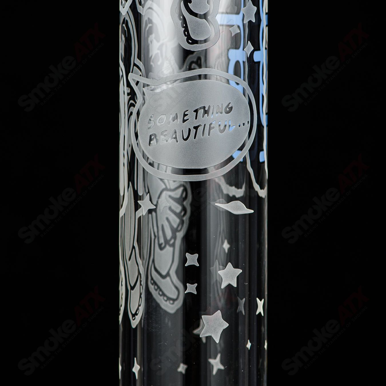 Blue Cheese Blasted Space Cadet beaker by Illadelph, heady glass with vibrant blue accents and detailed scientific design.