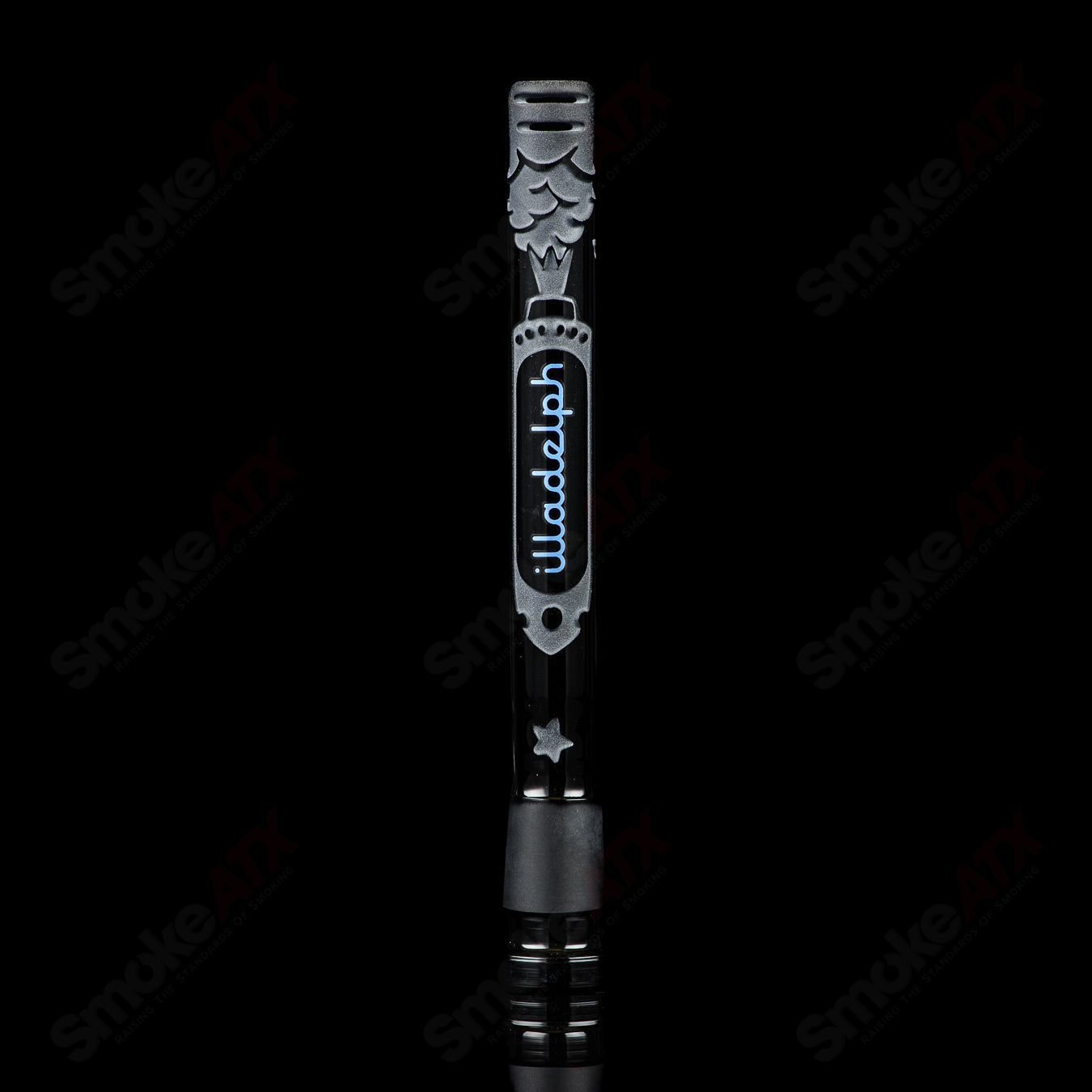 Blue Cheese Blasted Space Cadet Beaker by Illadelph, heady glass piece with vibrant blue and intricate design details.