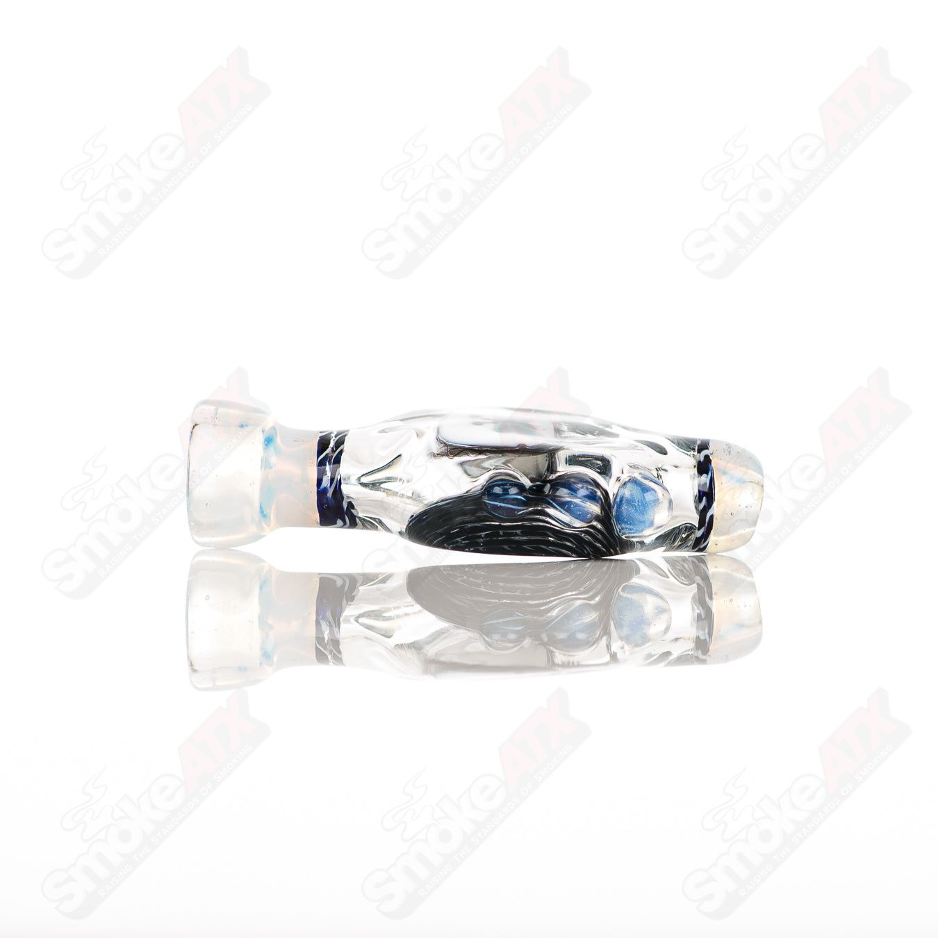 Small glass chillum by Baby Dabs, designed for dabbing, featuring clear glass construction and compact portable size.