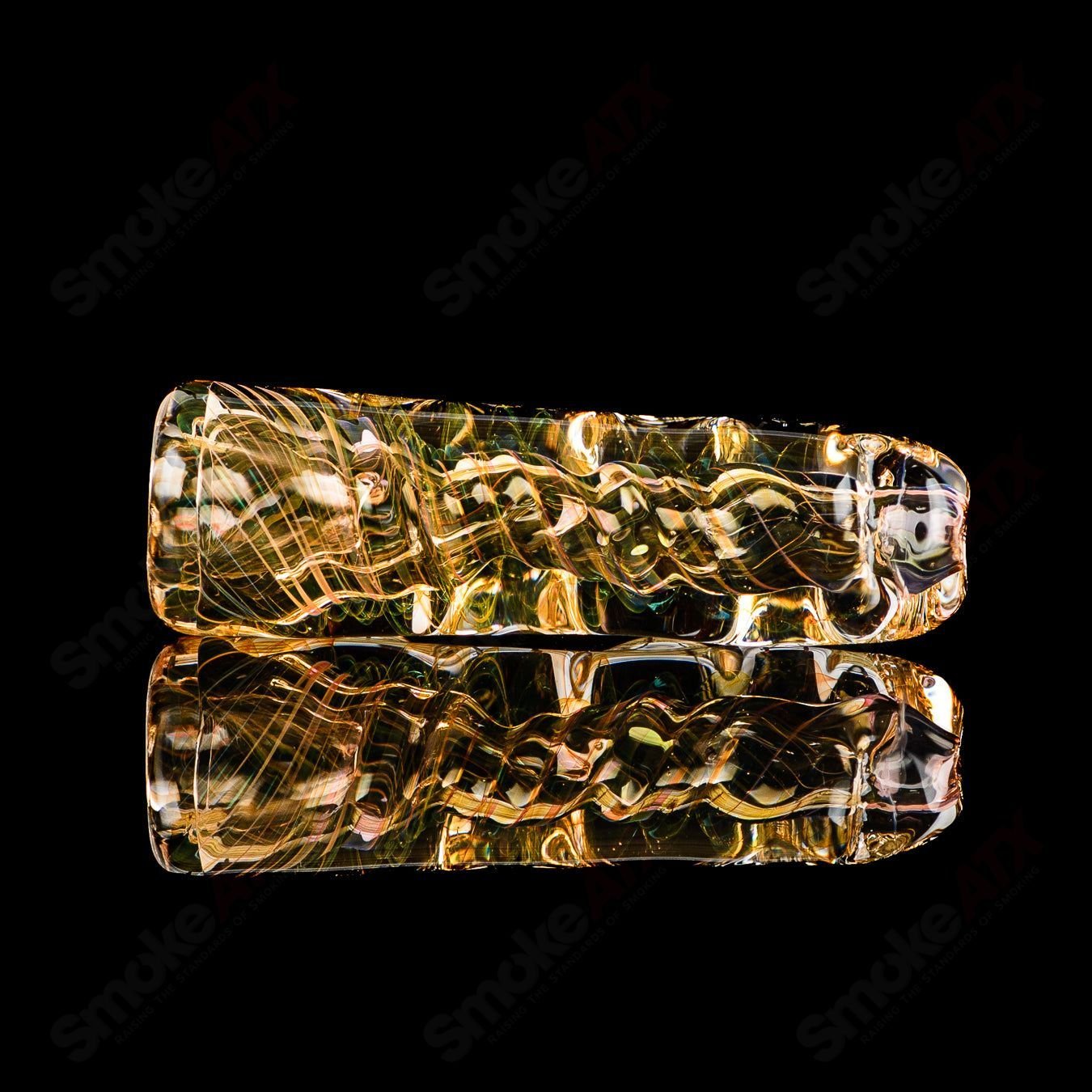 Texas Hot Glass Taster Texas Hot Glass chillum glass pipe, clear with blue accents, designed for smoking enjoyment.