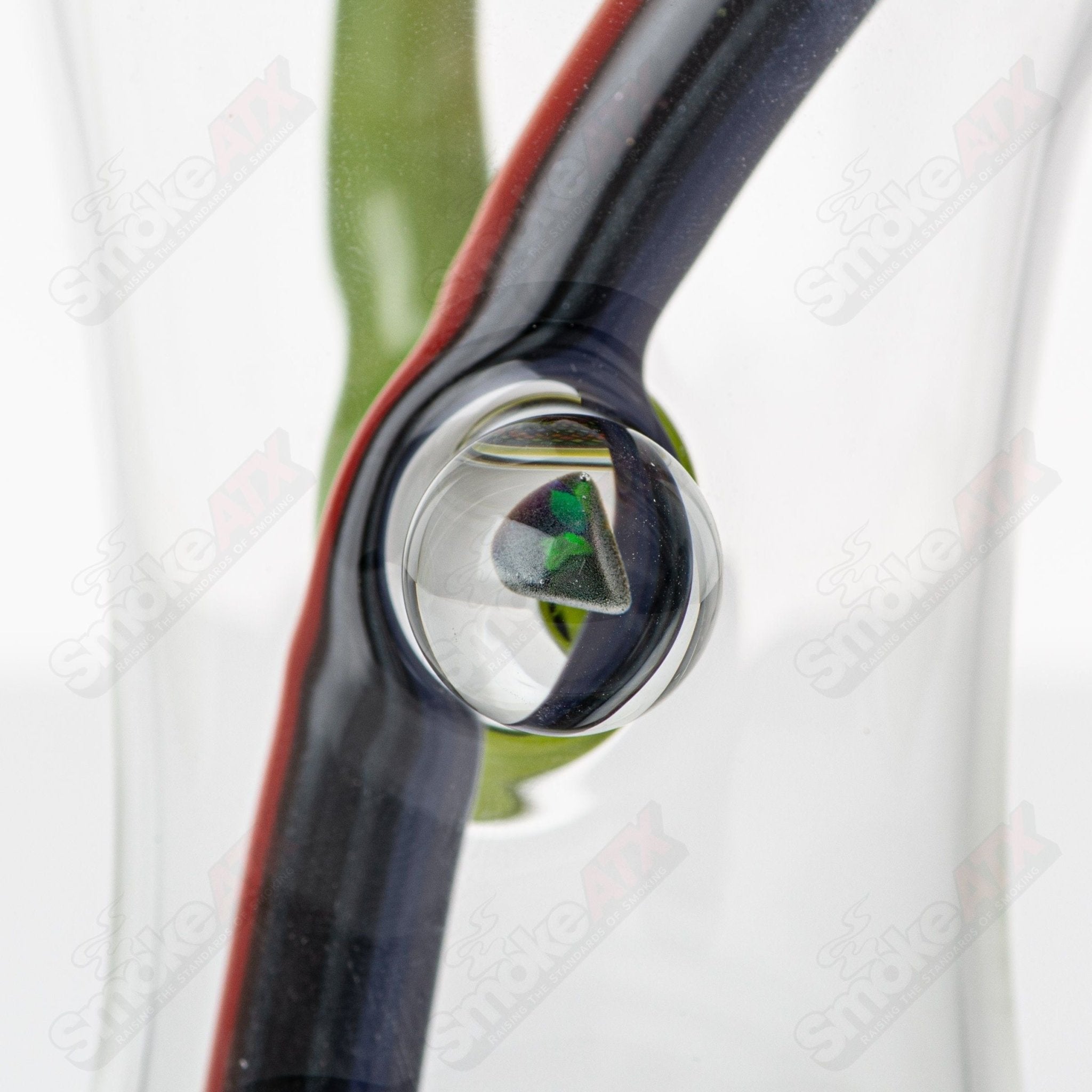 Devo Heady Glass Beaker Wig Wag Tube with Slide, colorful glass smoking piece with intricate design.