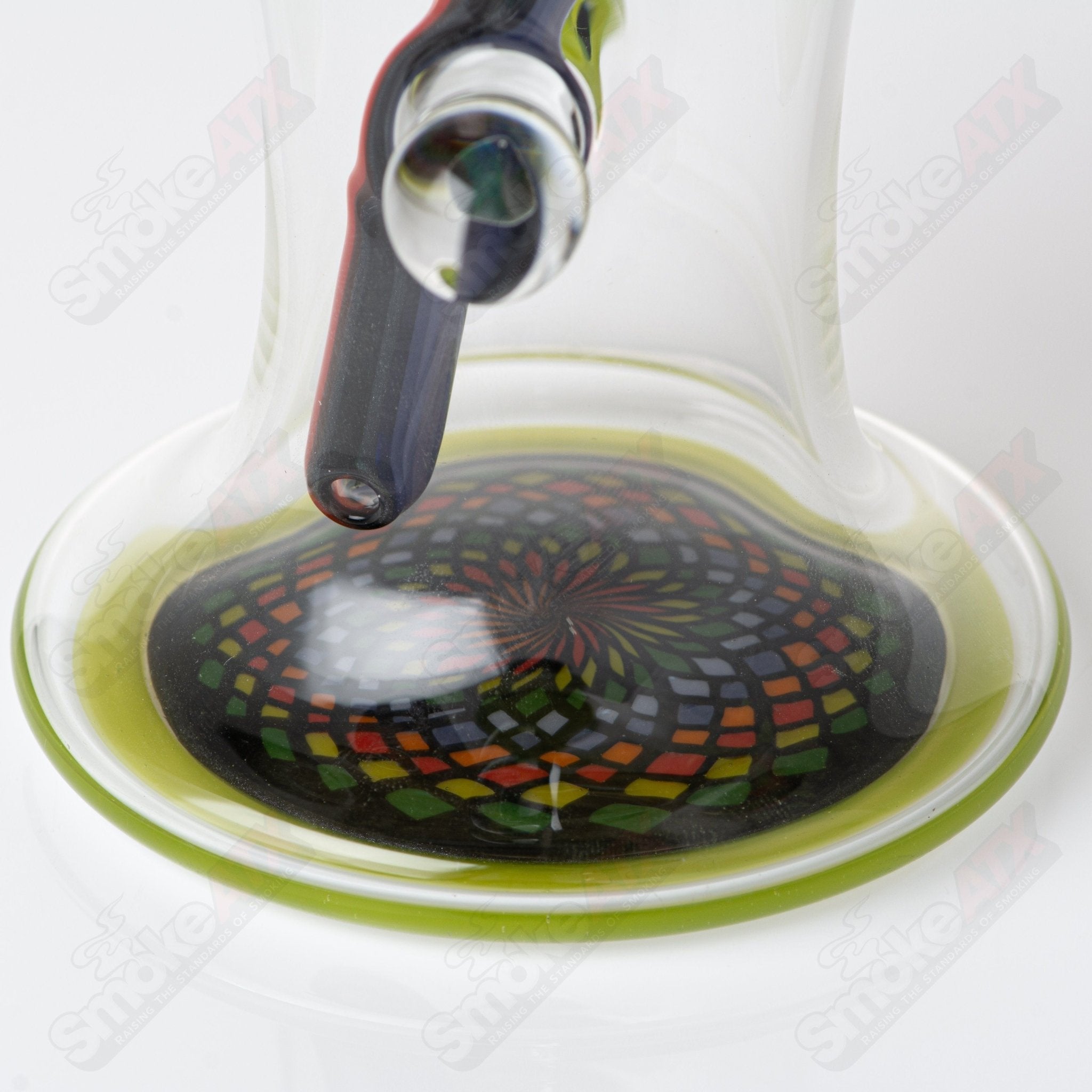 Devo Heady Glass Wig Wag Tube with Slide Devo, colorful beaker-style glass water pipe for smoking.