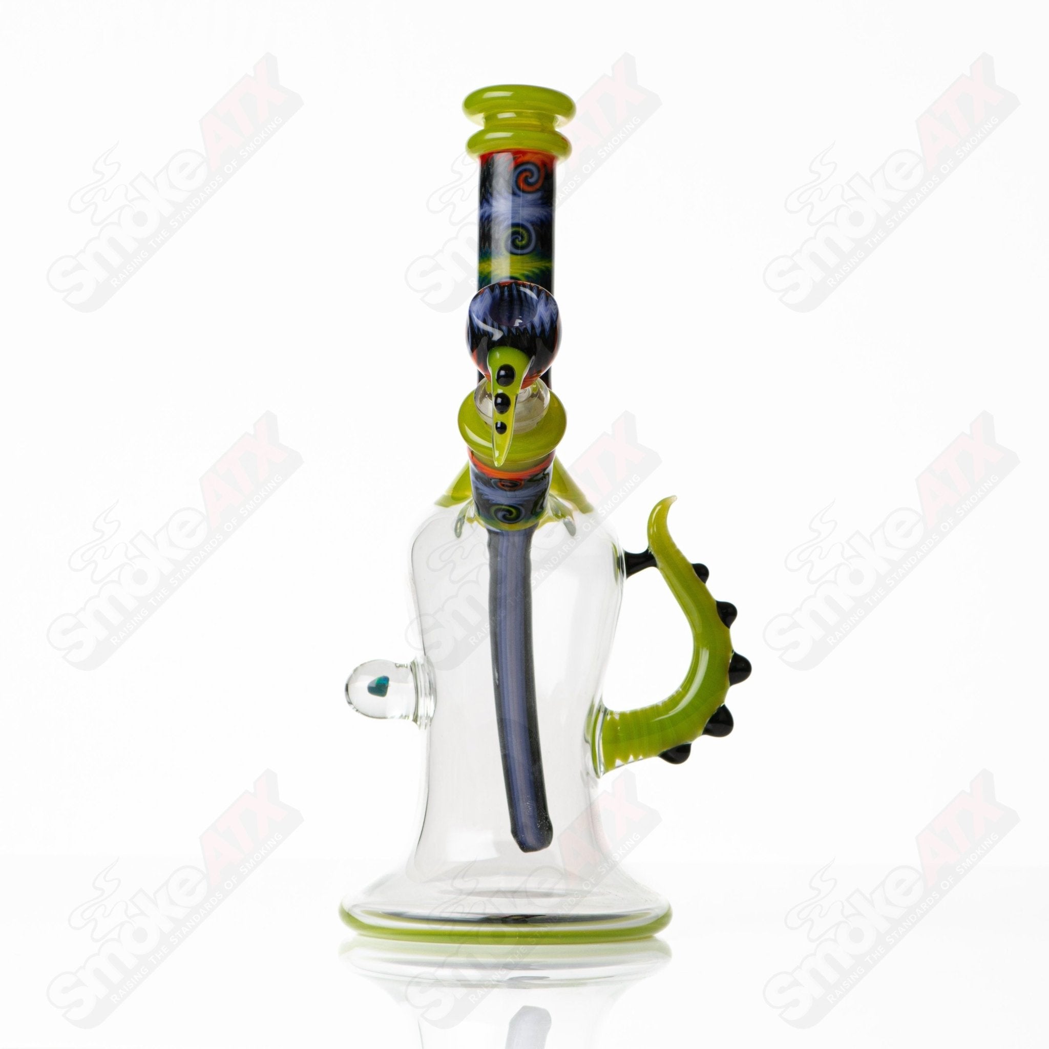 Devo Beakers Wig Wag Tube with Slide, colorful glass heady beaker bong for smoking or display.