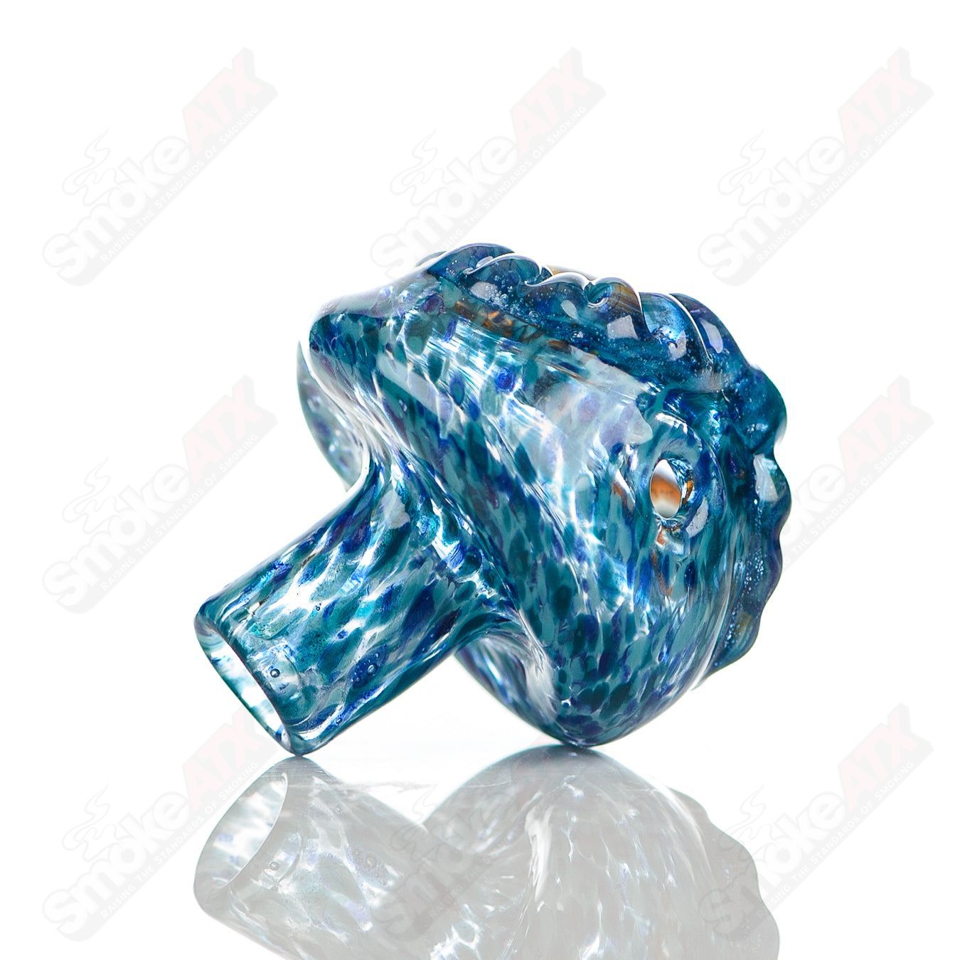 Glass #10 Spotted Owl Carb Cap by Four Winds Flameworks, featuring a detailed owl design for use with dab rigs.