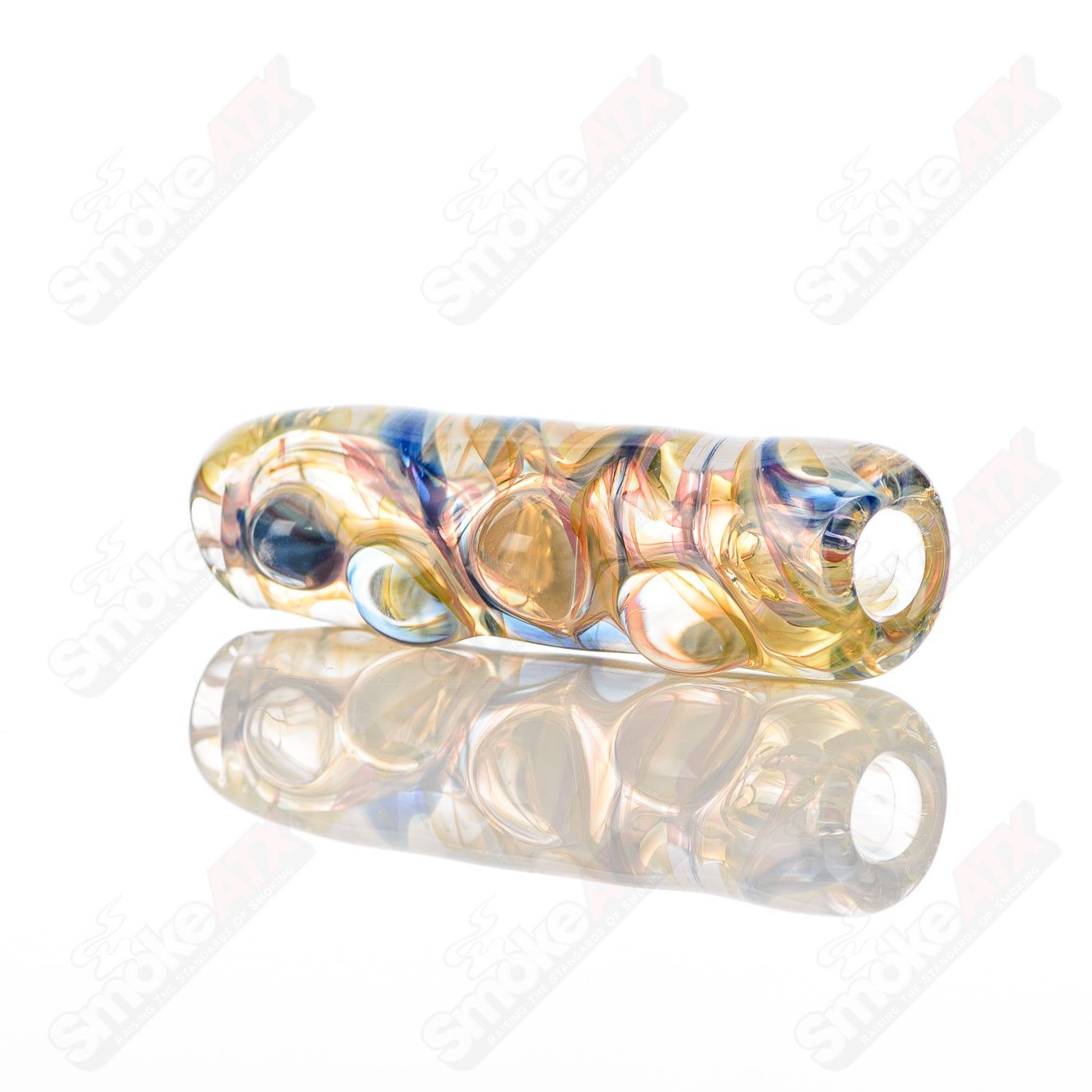 Clear glass #10 Taster Texas Hot Glass chillum pipe with a simple design, ideal for small smoking sessions.