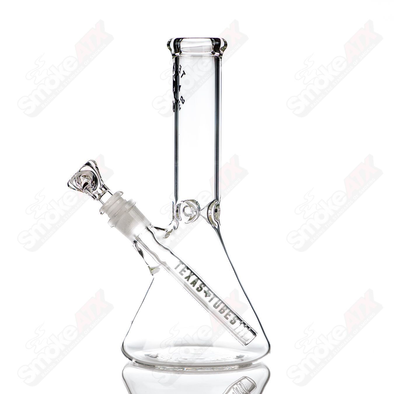 10-inch glass beaker with 14mm opening from Texas Tubes, designed for laboratory or scientific use.