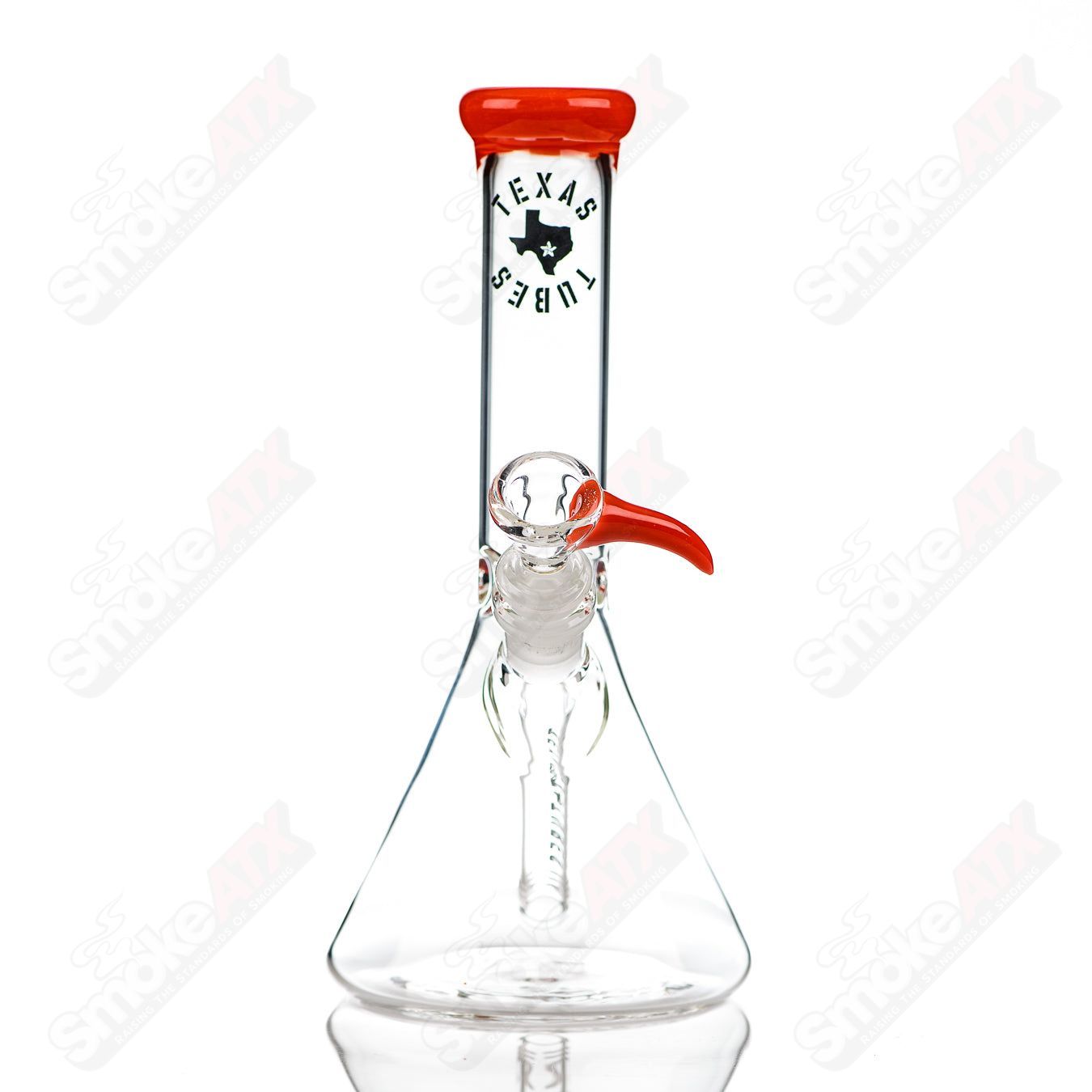 10-inch Texas Tubes beaker with orange crayon color accent and 14mm opening, made of durable glass for scientific use.