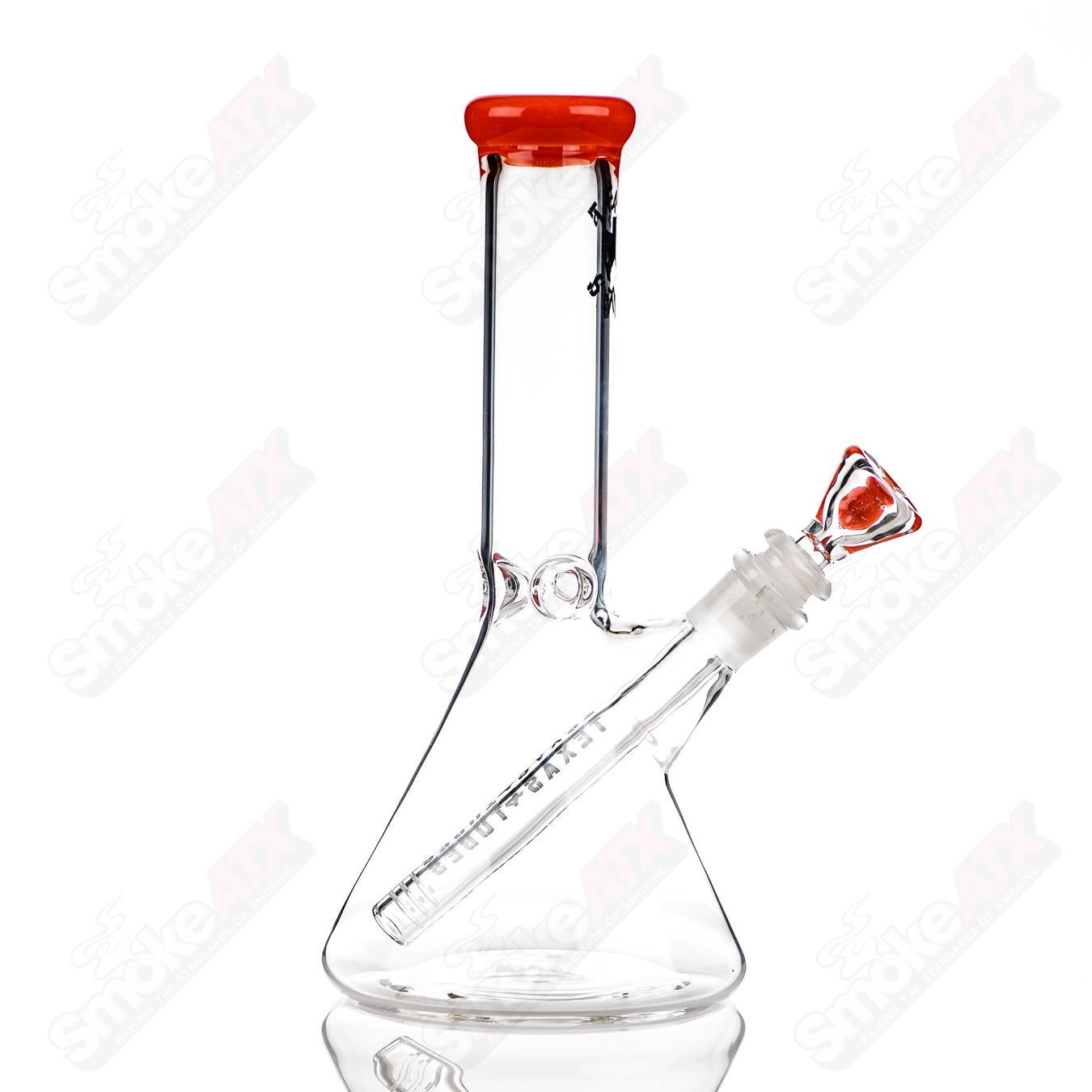 10-inch Texas Tubes beaker with orange crayon color accent, 14mm glass lab beaker for scientific or laboratory use