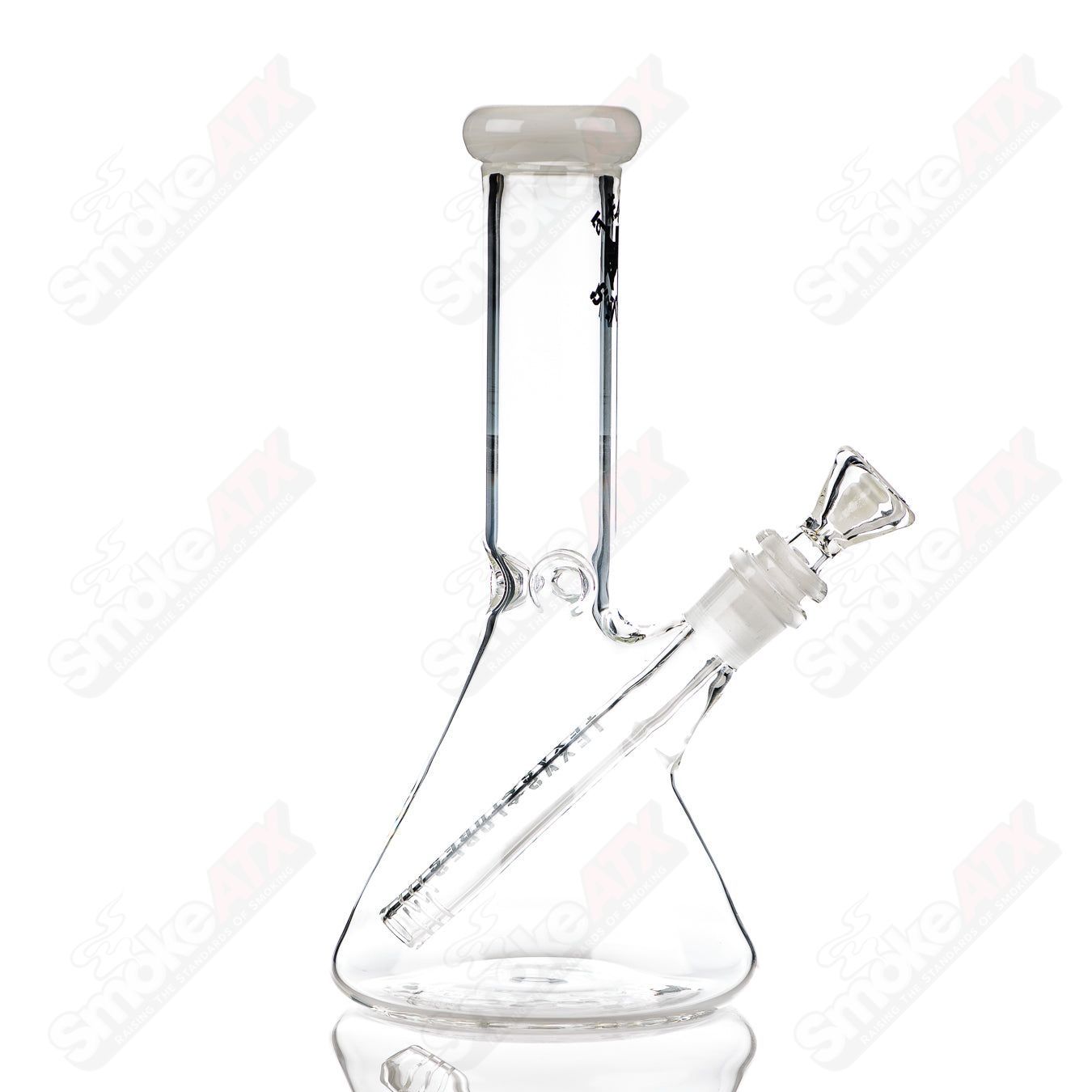 10-inch Texas Tubes beaker with star white color accents, 14mm joint, made of glass for laboratory or display use.