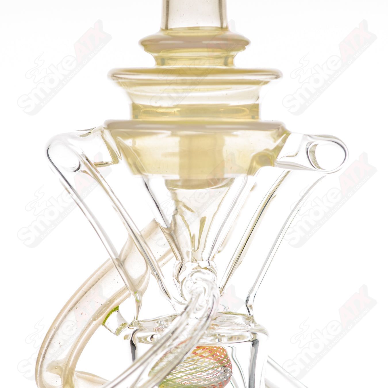 Cerio 10mm V2 Double Up Experimental Watermelon Recycler made of glass, featuring colorful watermelon design and recycler functionality.
