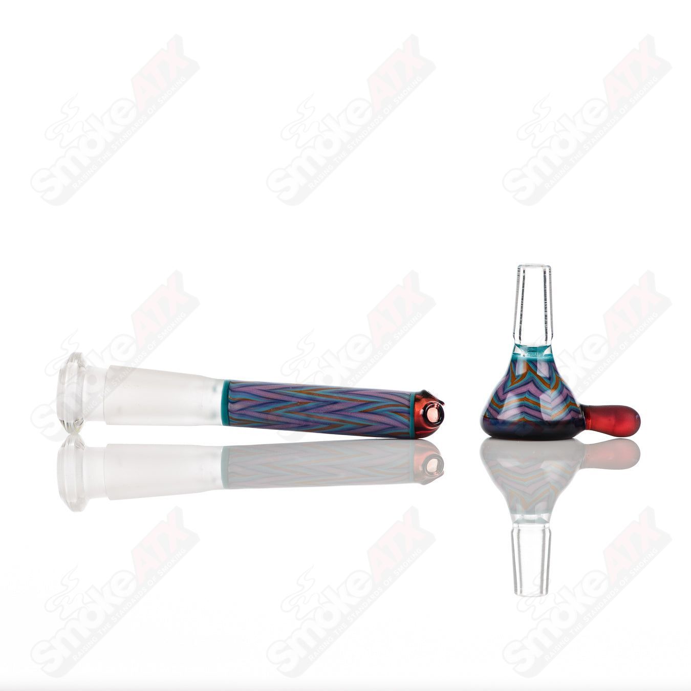 10mm Worked Cactus Waterpipe by Bird Dog & Sarita Glass - Smoke ATX