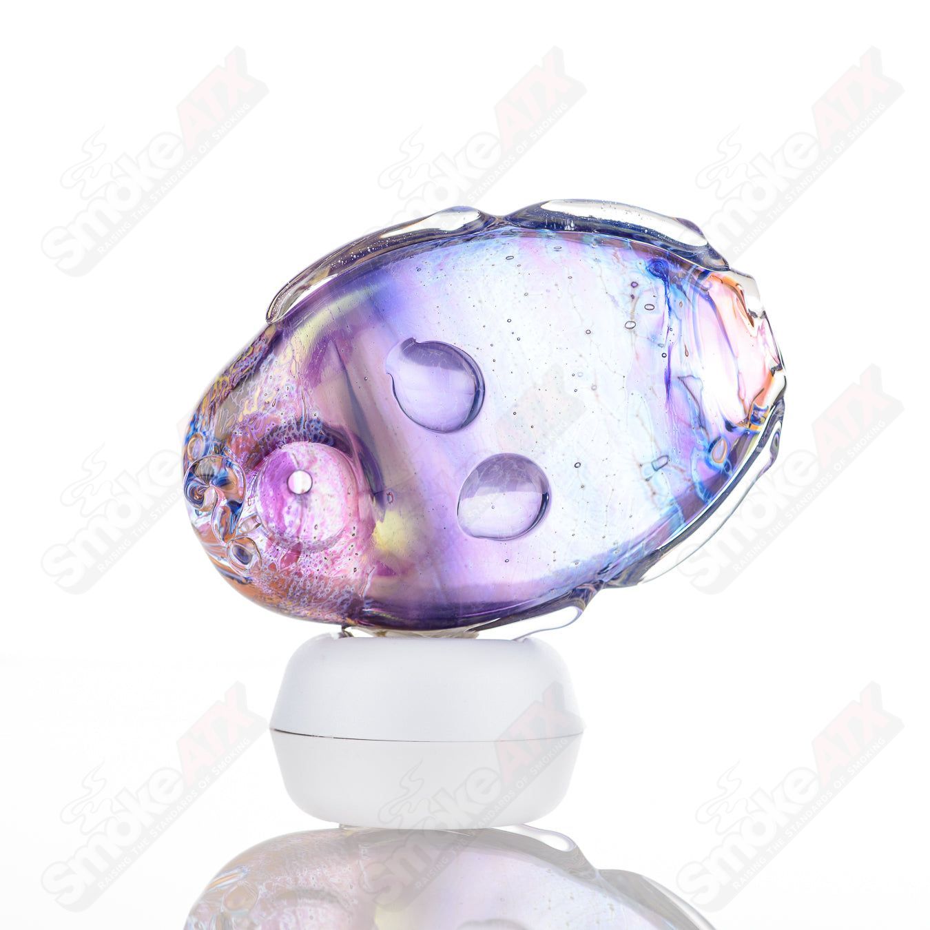 Glass Goddess Pipe by Nobody, clear glass smoking pipe with intricate goddess design, ideal for herbal use.