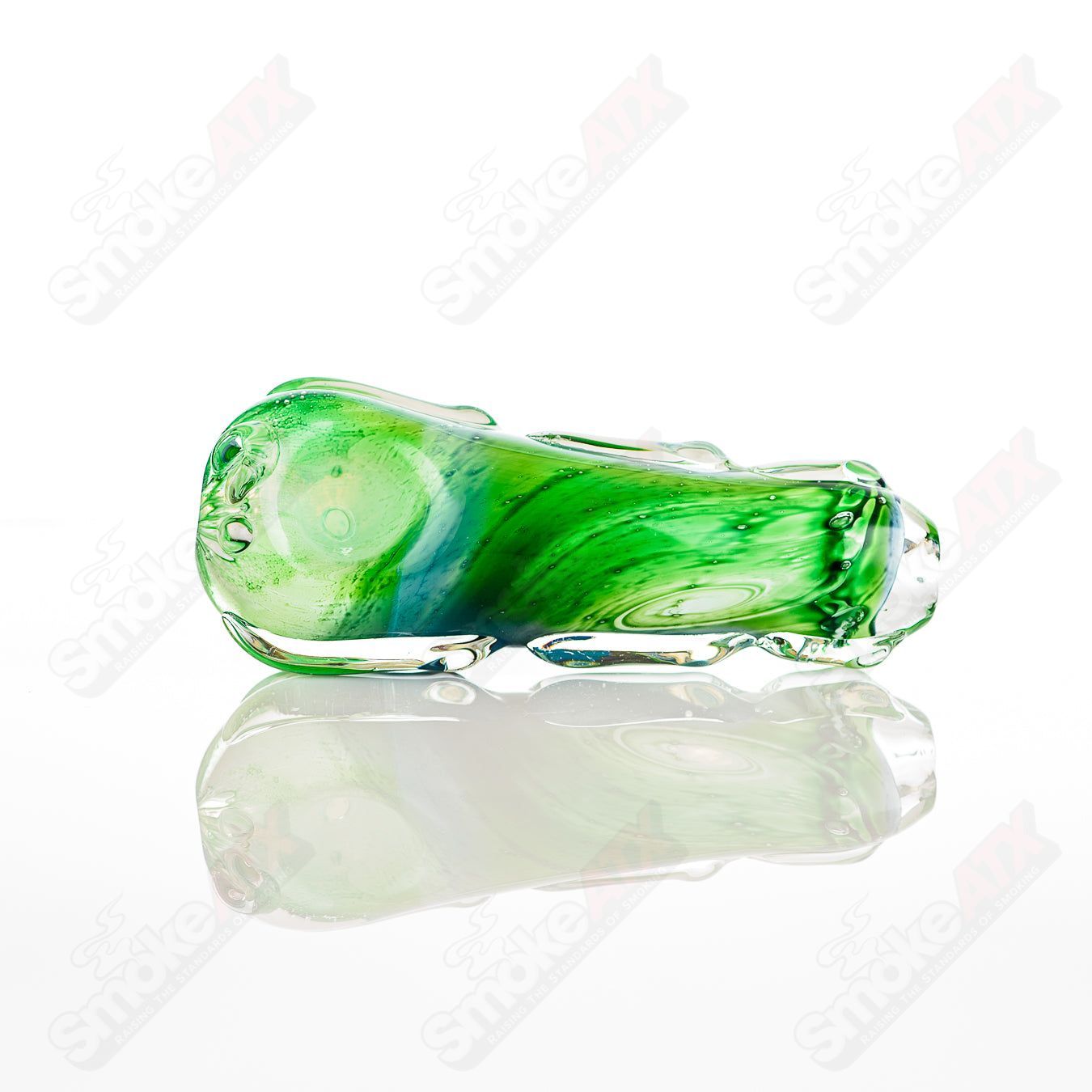 Glass pipe titled "#12 Spoon Glass by Nobody" featuring a clear glass design with a rounded bowl and straight stem.