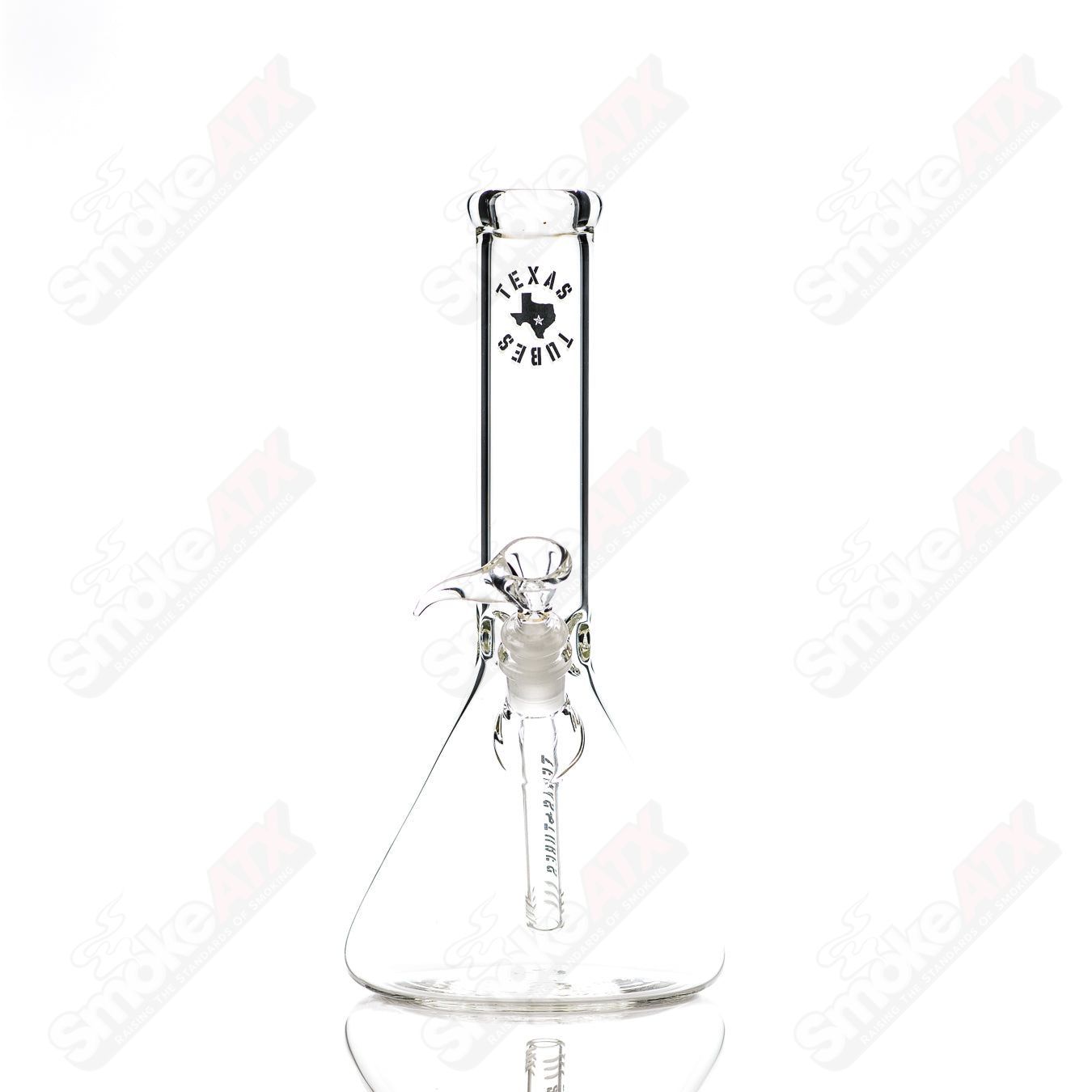 12-inch clear glass beaker by Texas Tubes with a 14mm opening, designed for laboratory or scientific use.