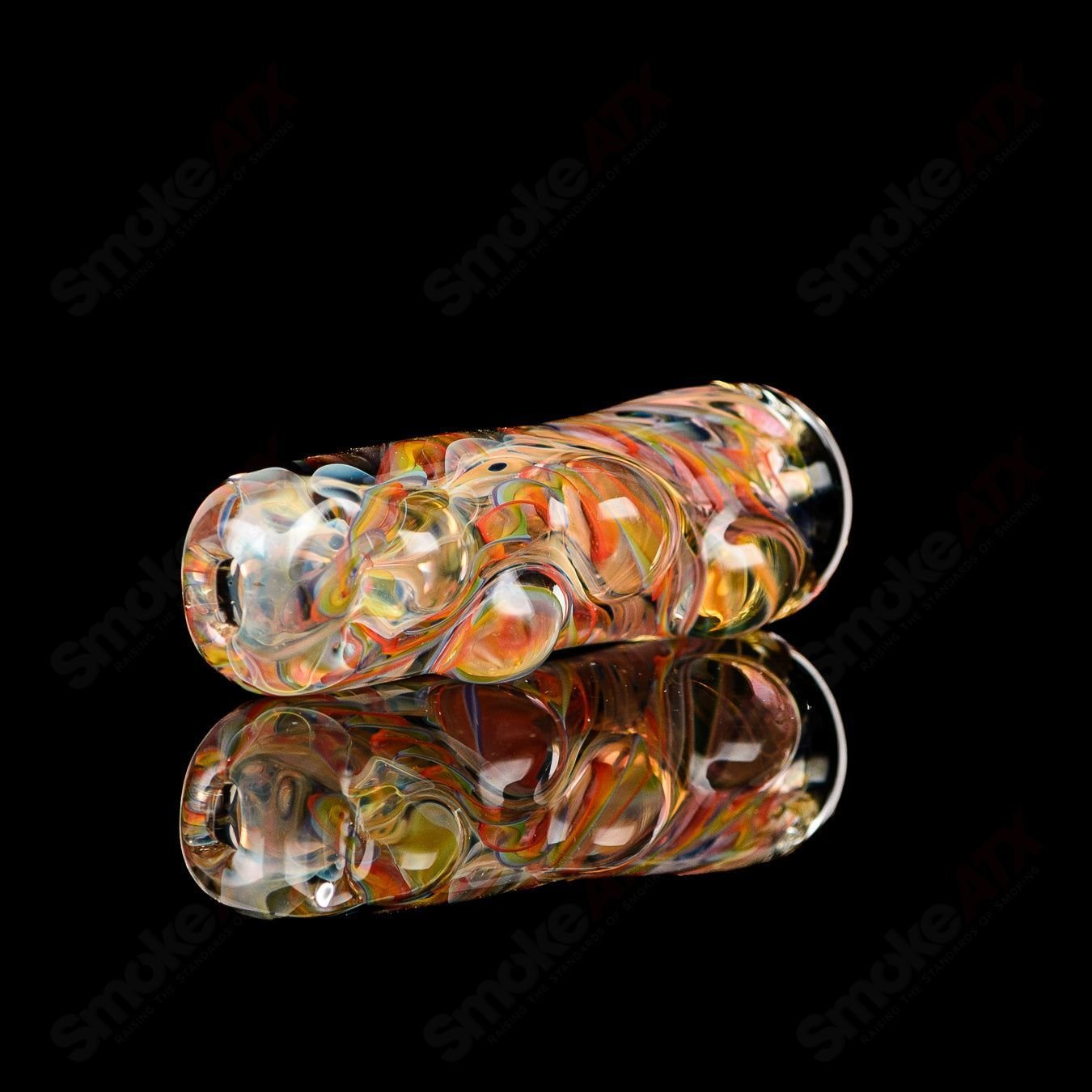 Texas Hot Glass 14 Taster Texas Hot Glass chillum glass pipe with colorful design and clear glass body for easy use.