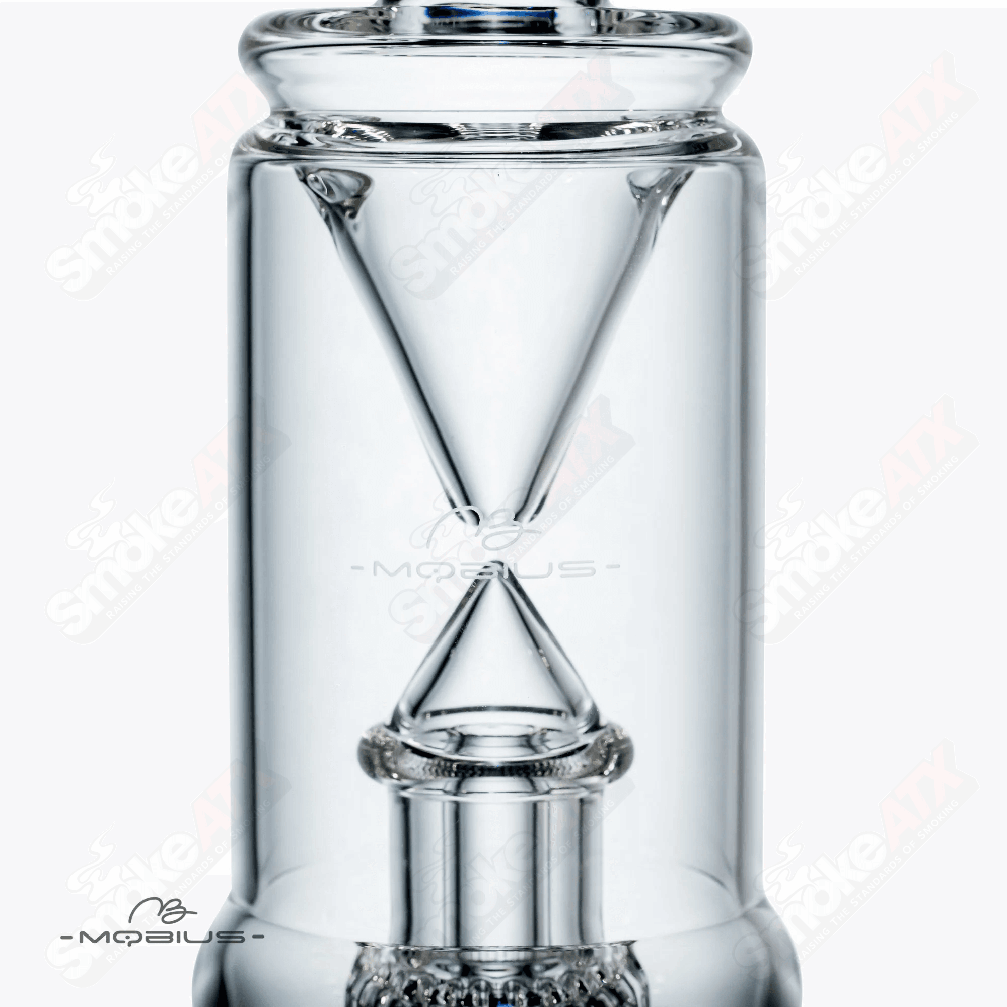 Clear 14-inch Mobius glass beaker with a wide mouth and sturdy base, designed for precise laboratory or scientific use.