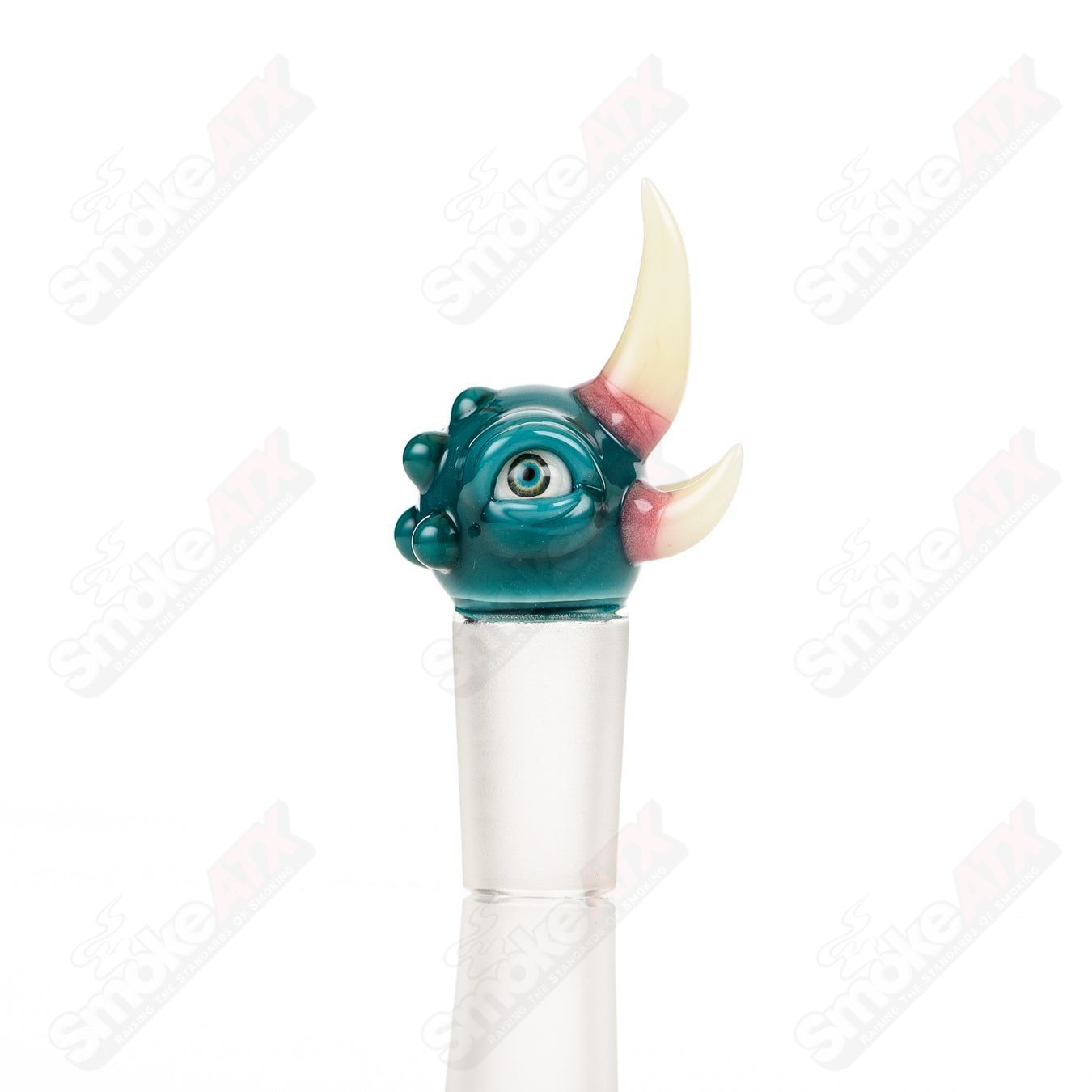 Salt Glass 14mm Peacock joint plug, colorful glass accessory for enhancing joint connection, vibrant decorative piece.