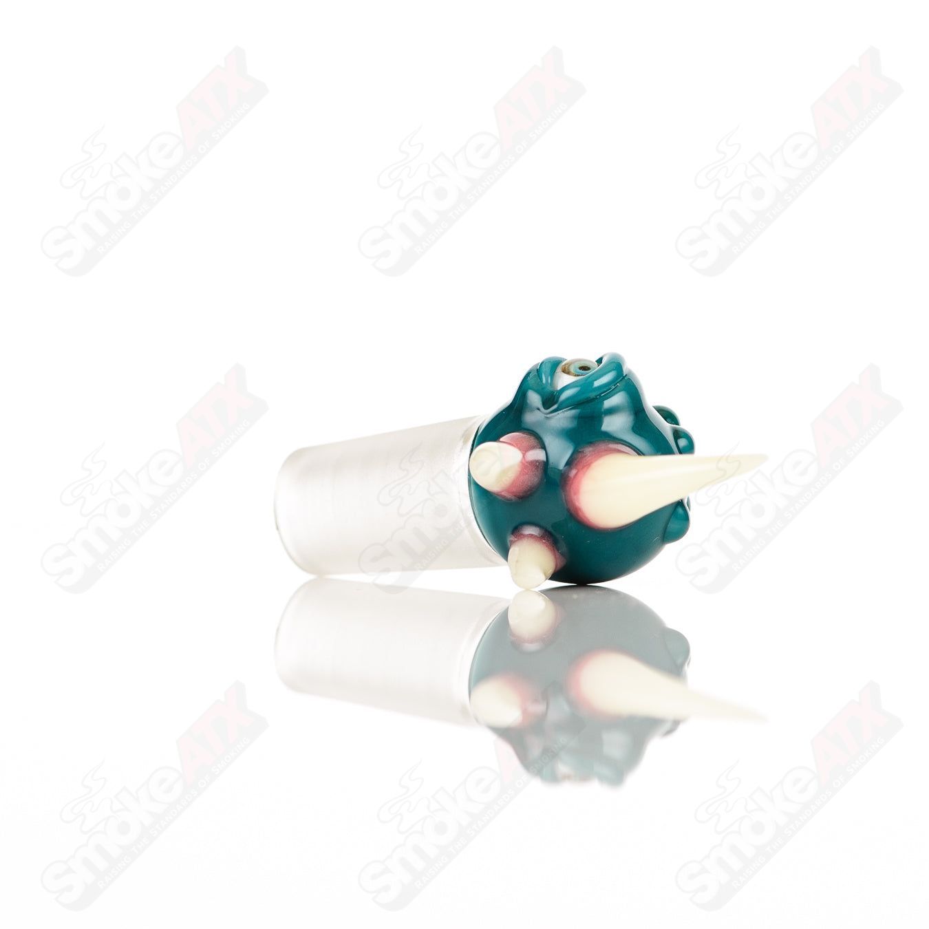Salt Glass 14mm Peacock Joint Plug, colorful heady glass accessory for 14mm joint pipes and bongs.