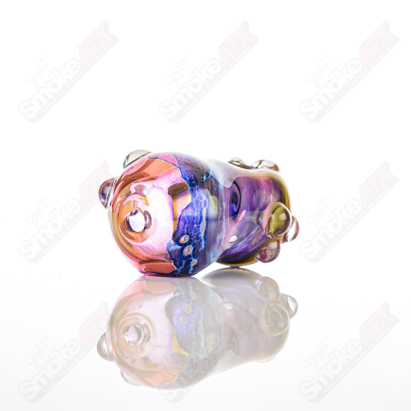 Glass Pipe by Nobody, 15-Bean Spoon Glass with intricate bean design, clear glass construction for smoking use.