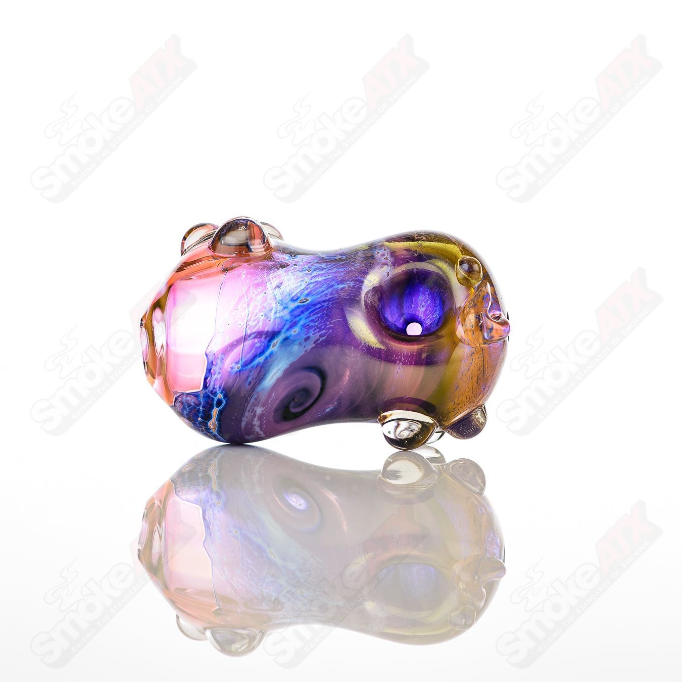 Glass by Nobody 15 Bean Spoon Pipe made of clear glass, featuring a unique bean-shaped bowl and smooth, rounded design.