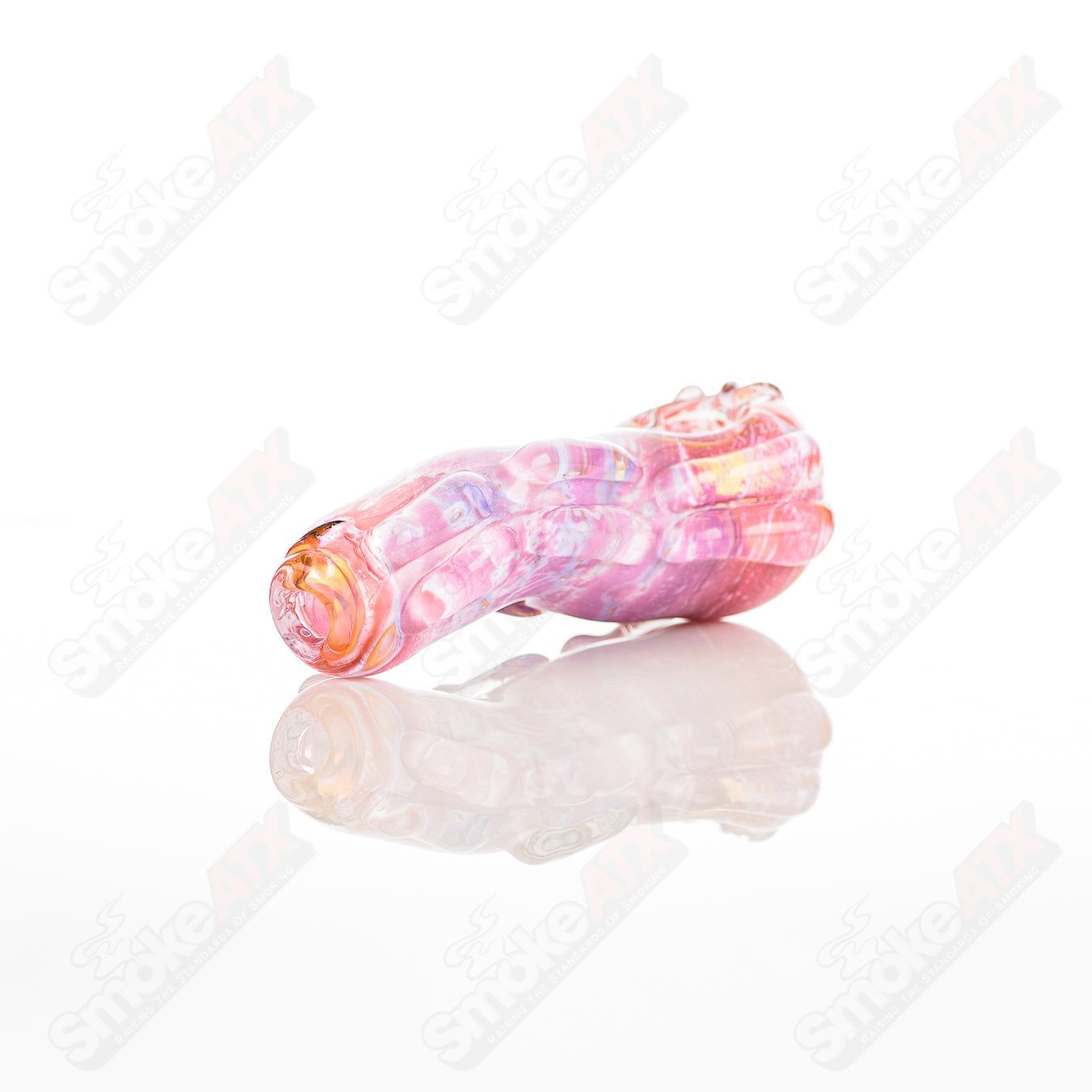 Glass pipe, Spoon Glass by Nobody, transparent glass with a smooth bowl and curved handle for smoking or vaporizing.
