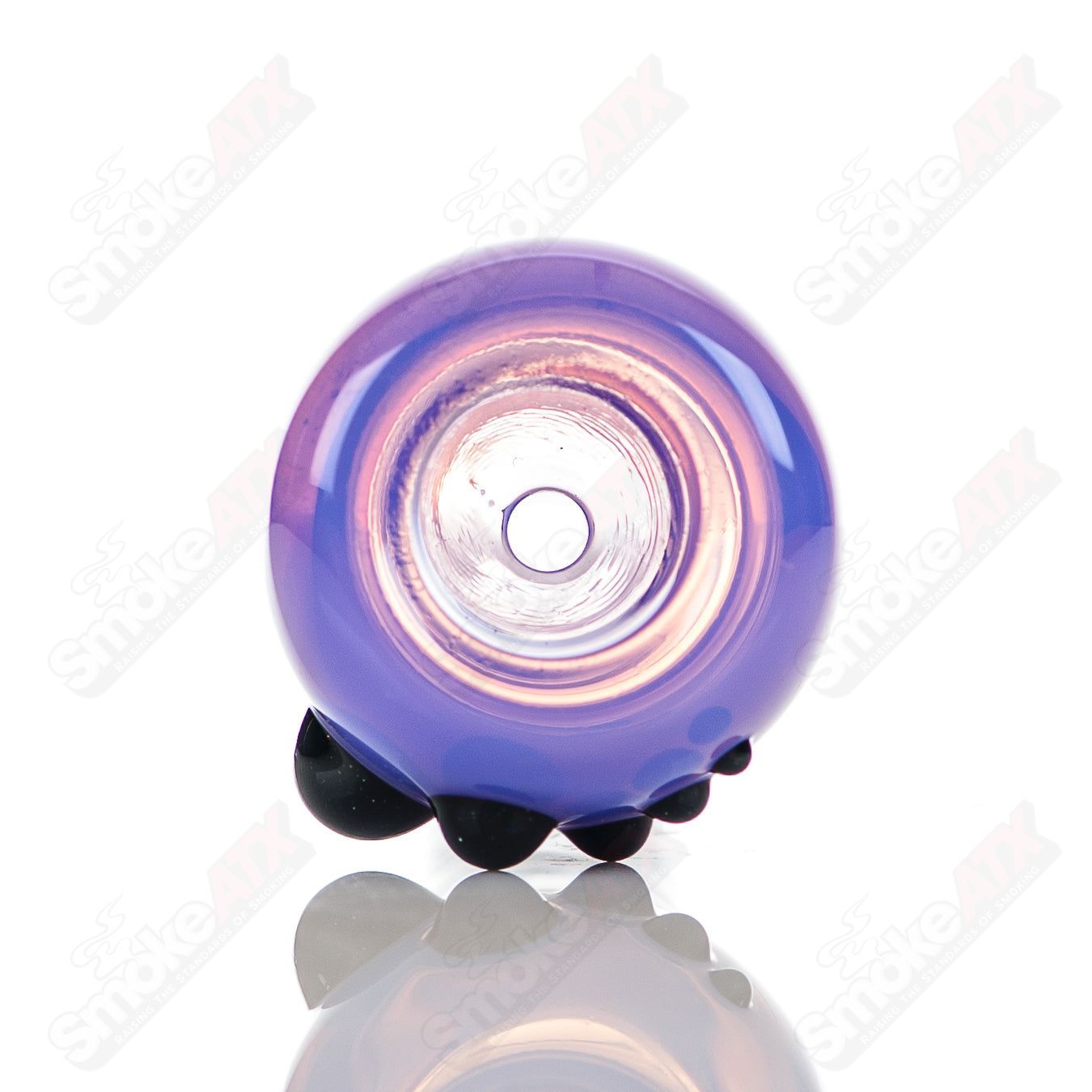 Colorful 18mm Dustorm Glass push slide bowl for smoking, featuring vibrant full color design and clear glass construction.