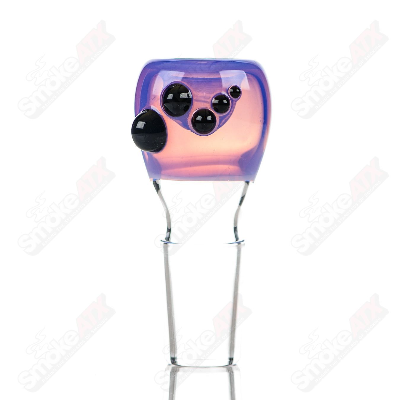 Colorful Dustorm Glass 16-18mm push slide bowl featuring vibrant full-color design and clear glass construction.