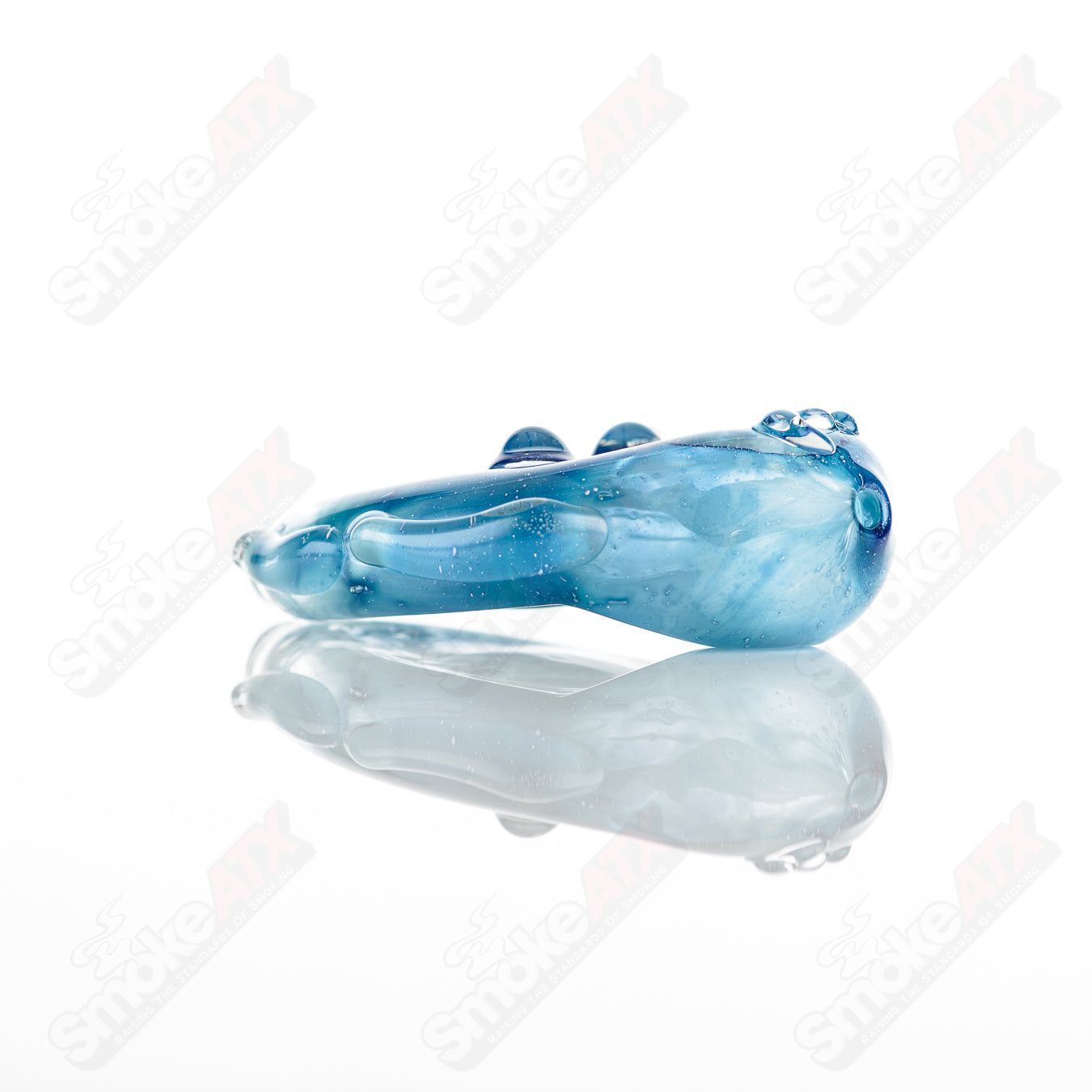 Glass Goddess Pipe by Nobody, clear transparent glass pipe with intricate goddess design for smoking or display.