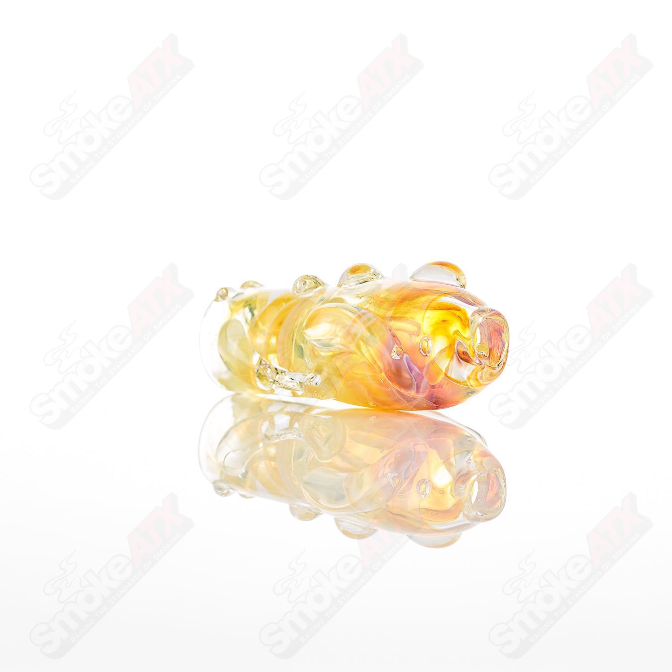 Large Chillum Glass by Nobody, clear hand-blown glass chillum pipe with intricate design, perfect for on-the-go use.