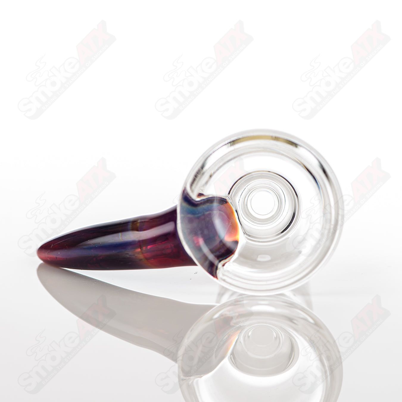 16-inch Texas Tubes glass straight tube with 8-arm amber and purple twin design, 18mm diameter, featuring twin 8-arm percolator.