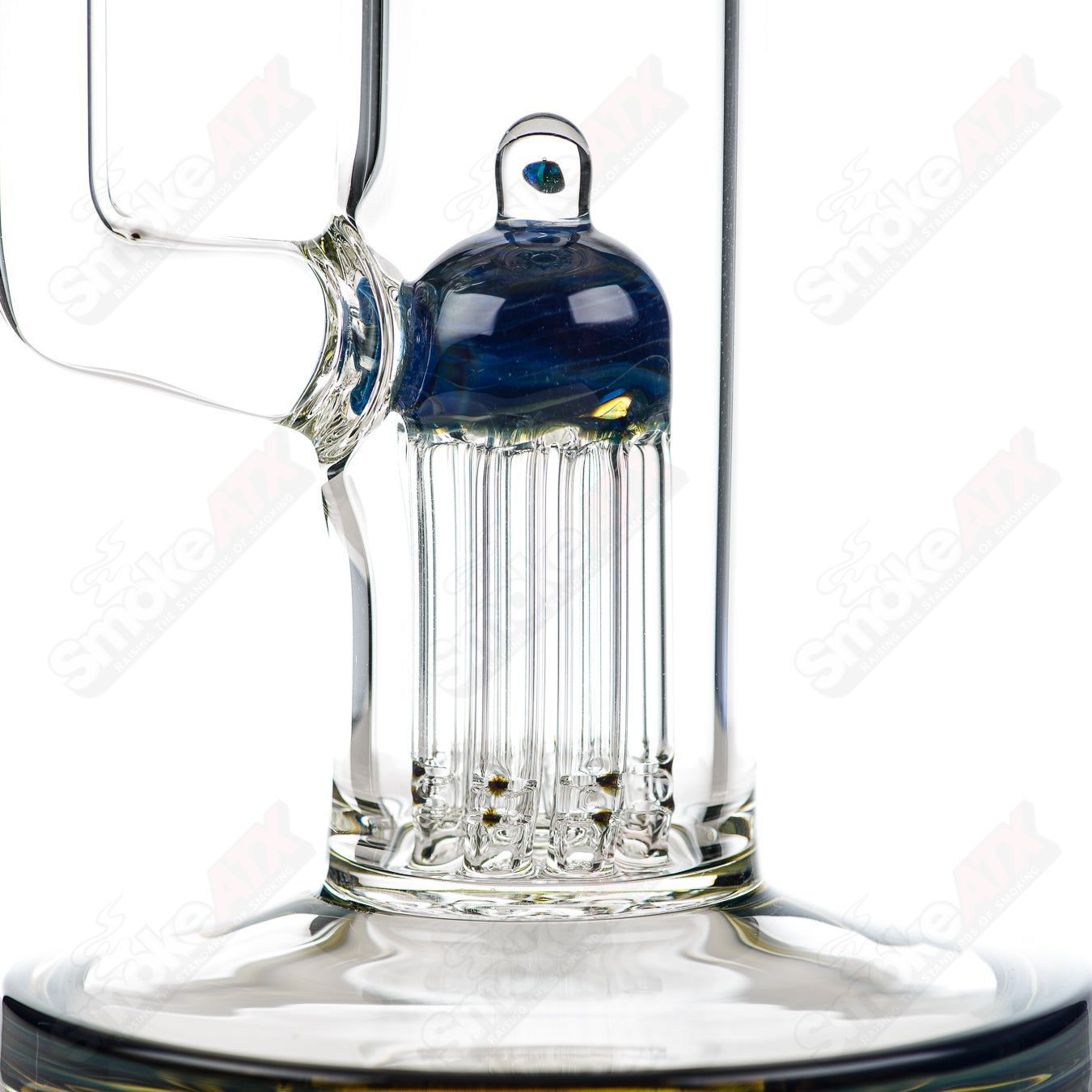 16-inch Texas Tubes twin 8-arm straight glass tube with blue-green color and 18mm diameter.