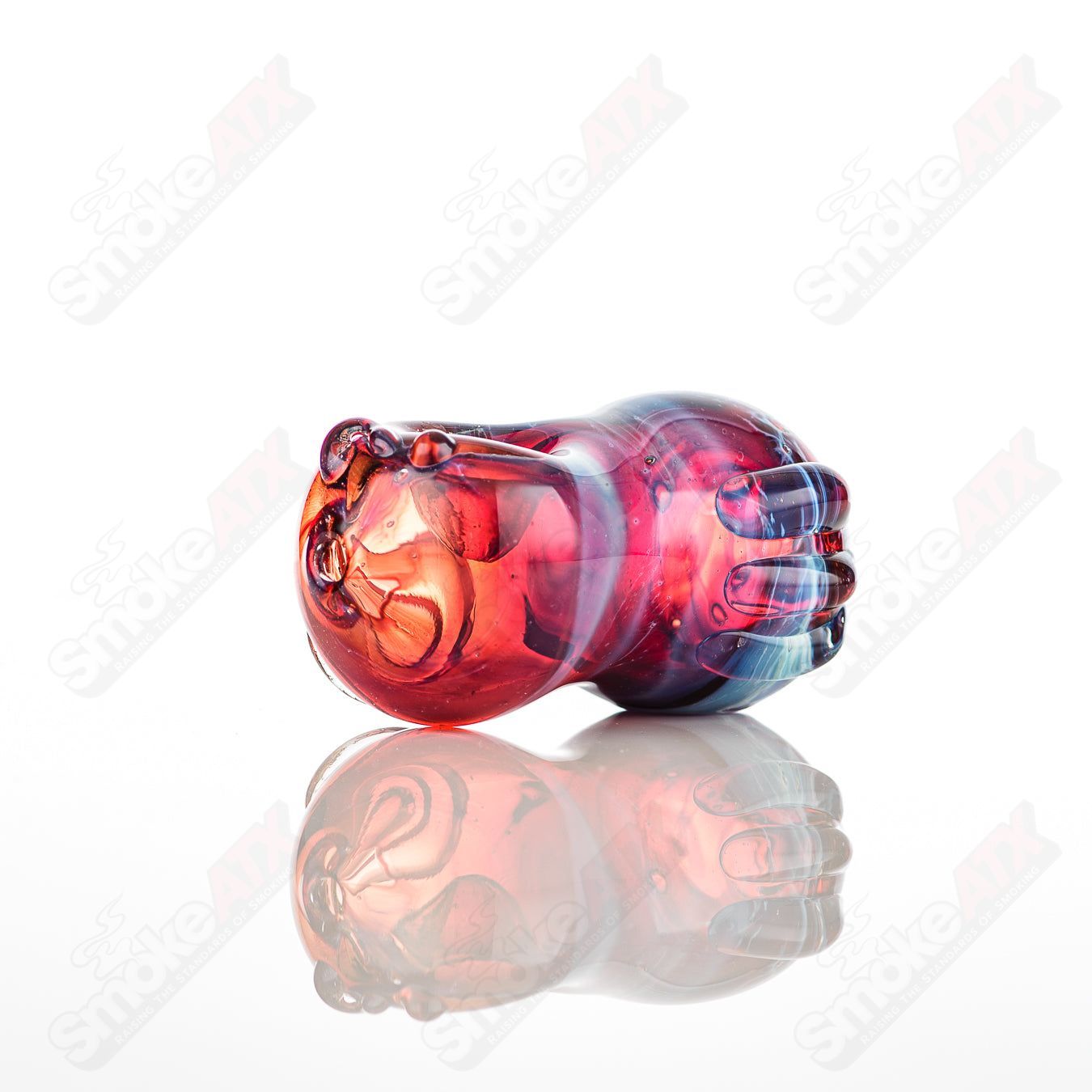 Glass by Nobody #17 Bean Spoon Glass pipe with a colorful bean design, clear glass body, and smooth mouthpiece.