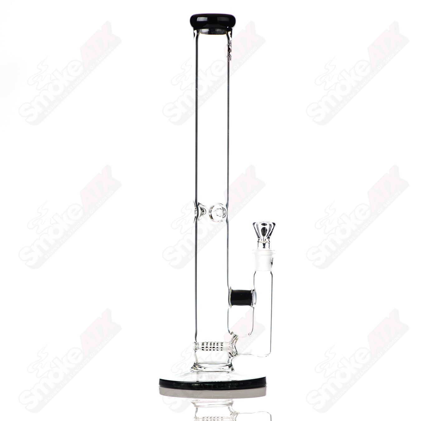 17-inch Texas Tubes Galaxy dual stemline waterpipe with 18mm glass joints, featuring a colorful galaxy design and sturdy construction.