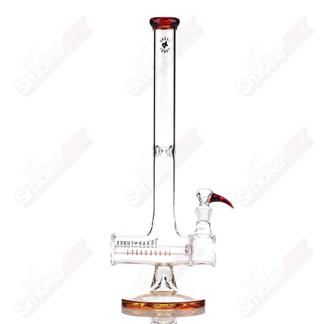 17-inch Texas Tubes glass inline tube with 50x5mm amber purple color, straight design for smoking or vaporizing.