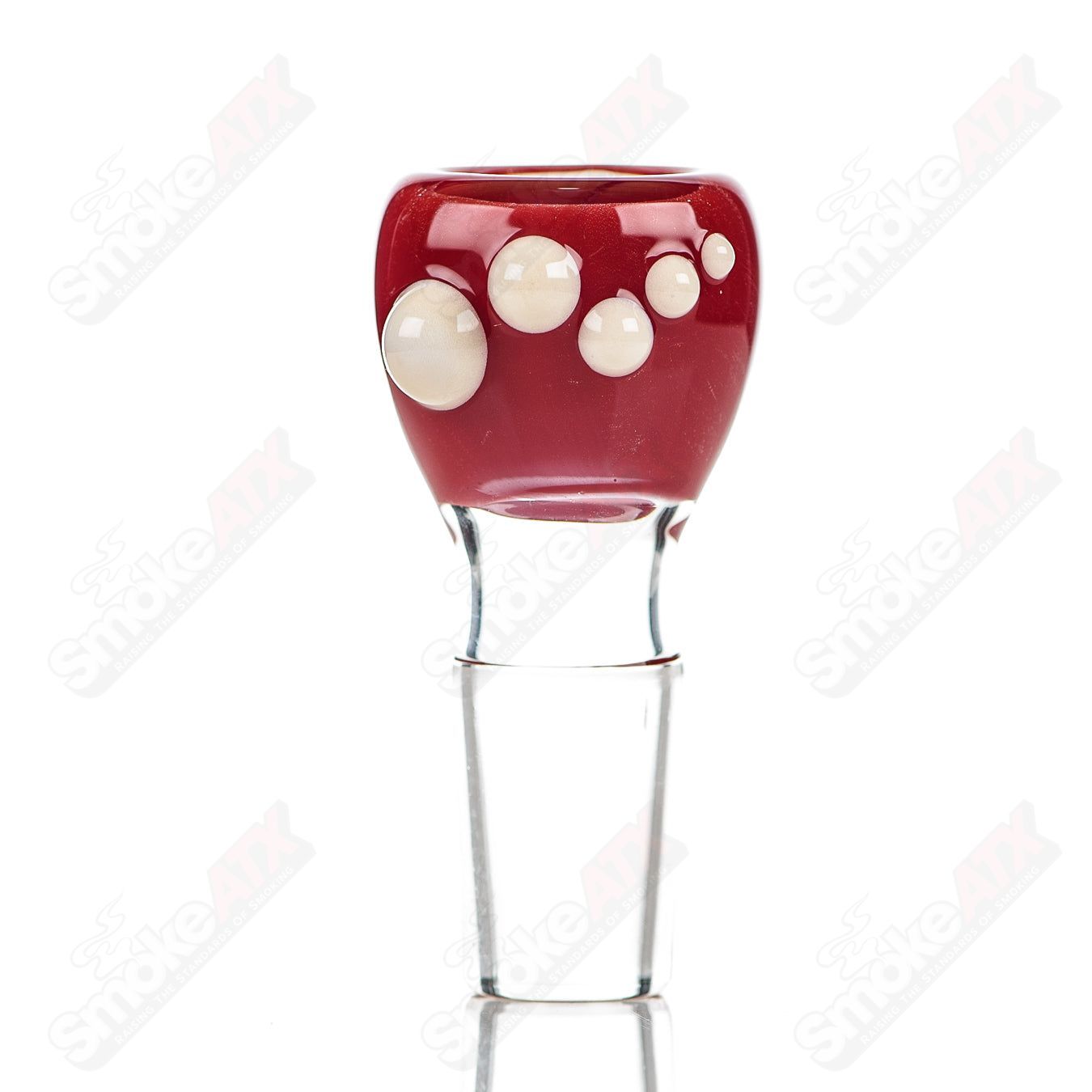 Colorful Dustorm Glass 18mm push slide bowl for smoking, featuring vibrant full-color design and clear glass construction.