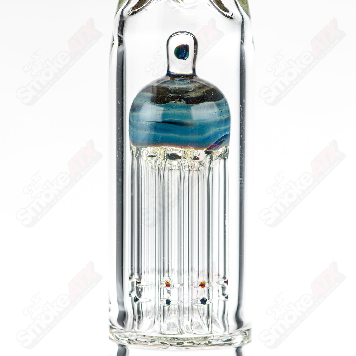 18-inch Texas Tubes glass inline to 8-arm recycler with mystery adventurine accents, 18mm diameter, straight tube design