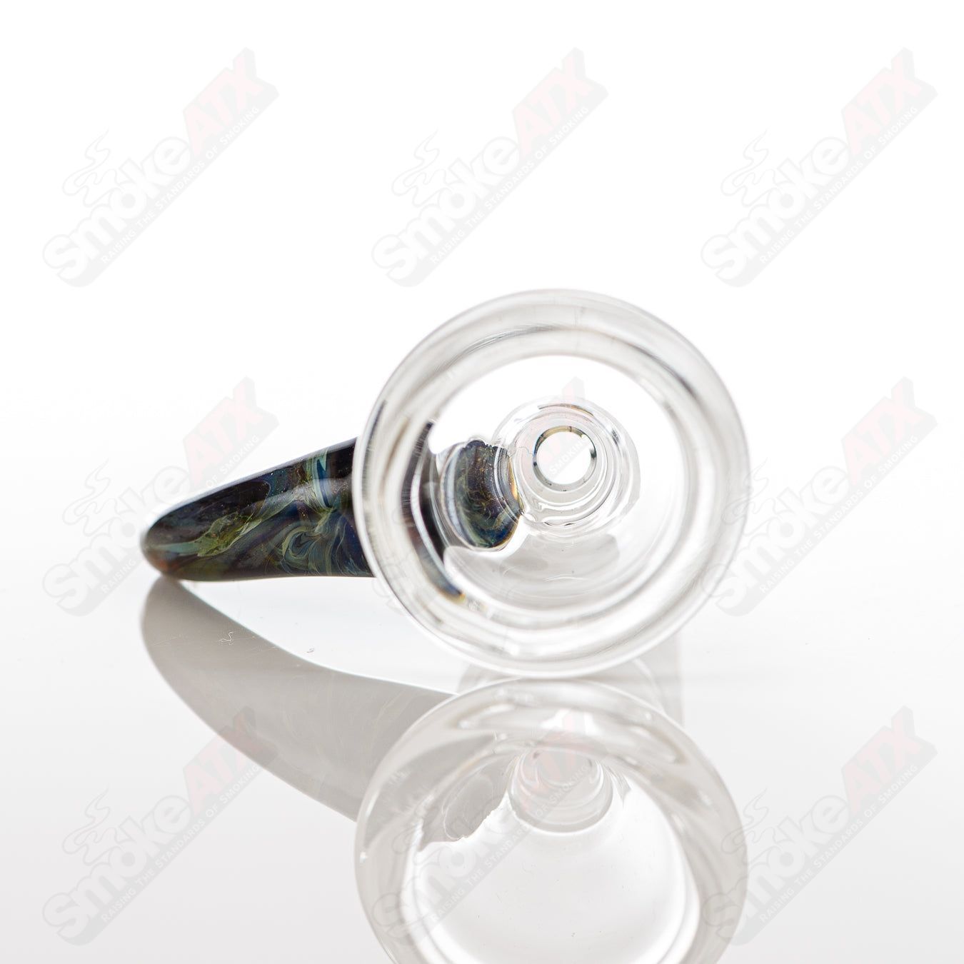18-inch Texas Tubes glass inline to 8-arm bong with mystery adventurine color, featuring 18mm connection and straight tube design.