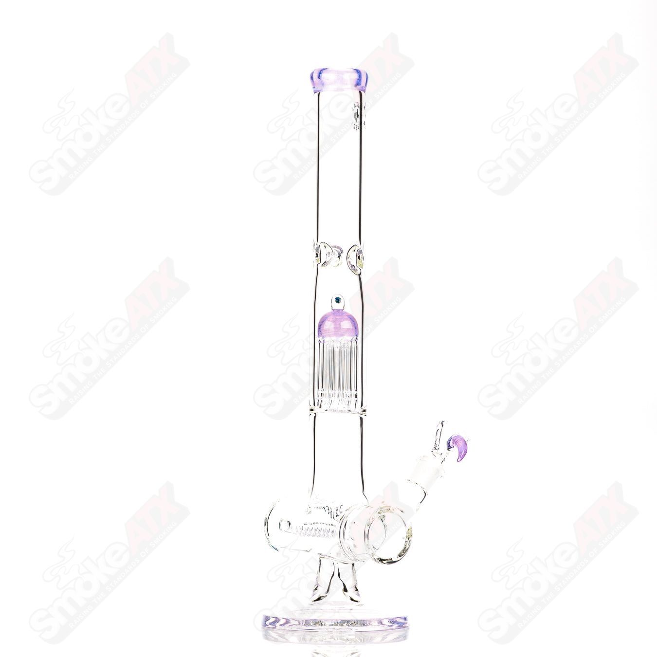 18-inch Texas Tubes glass inline to 8-arm perc straight tube in pink Slyme design, 18mm diameter.