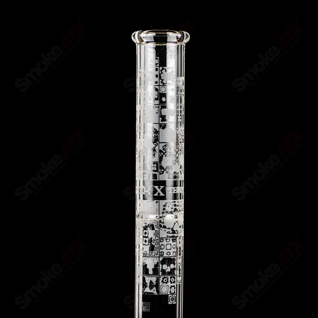 Sandblasted 18mm limited edition inline tube by Terroir, part of the Crunklestein x Terroir heady glass straight tubes collection.