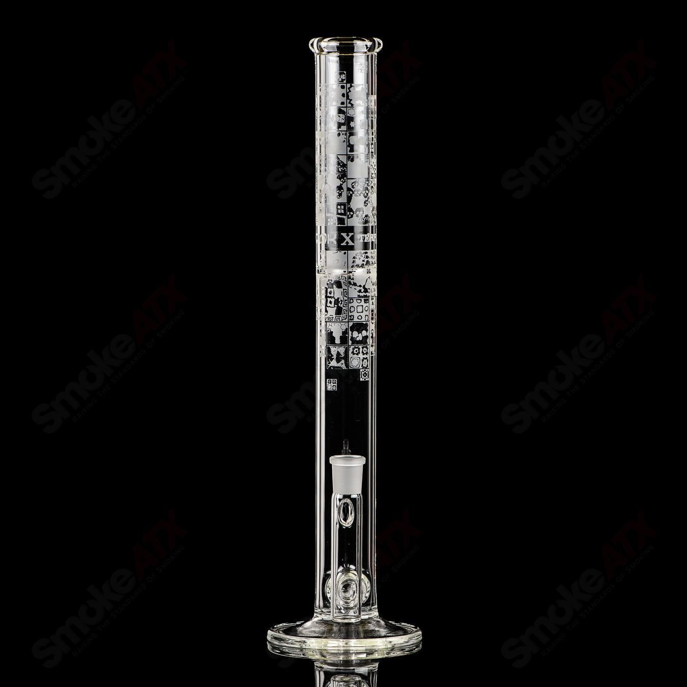 Sandblasted 18mm limited edition inline tube by Terroir, part of the Crunklestein x Terroir heady glass straight tubes collection.