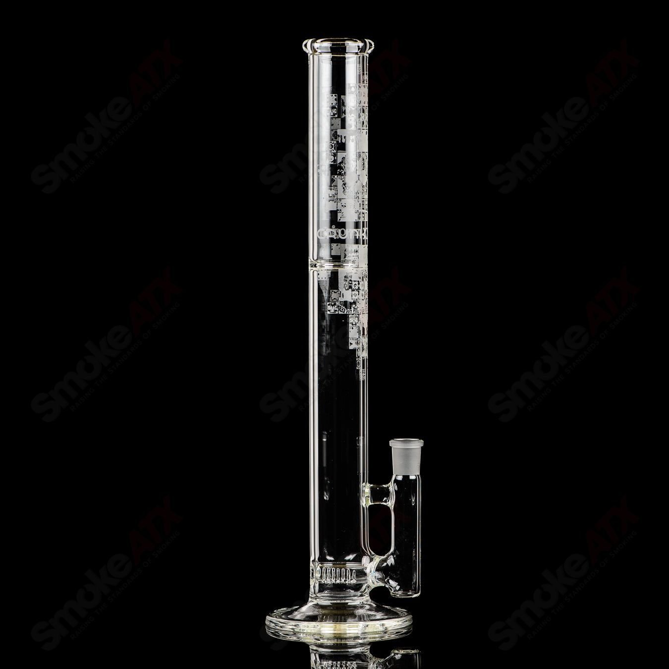 18mm limited edition sandblasted inline tube by Terroir, part of Crunklestein x Terroir heady glass straight tube collection.