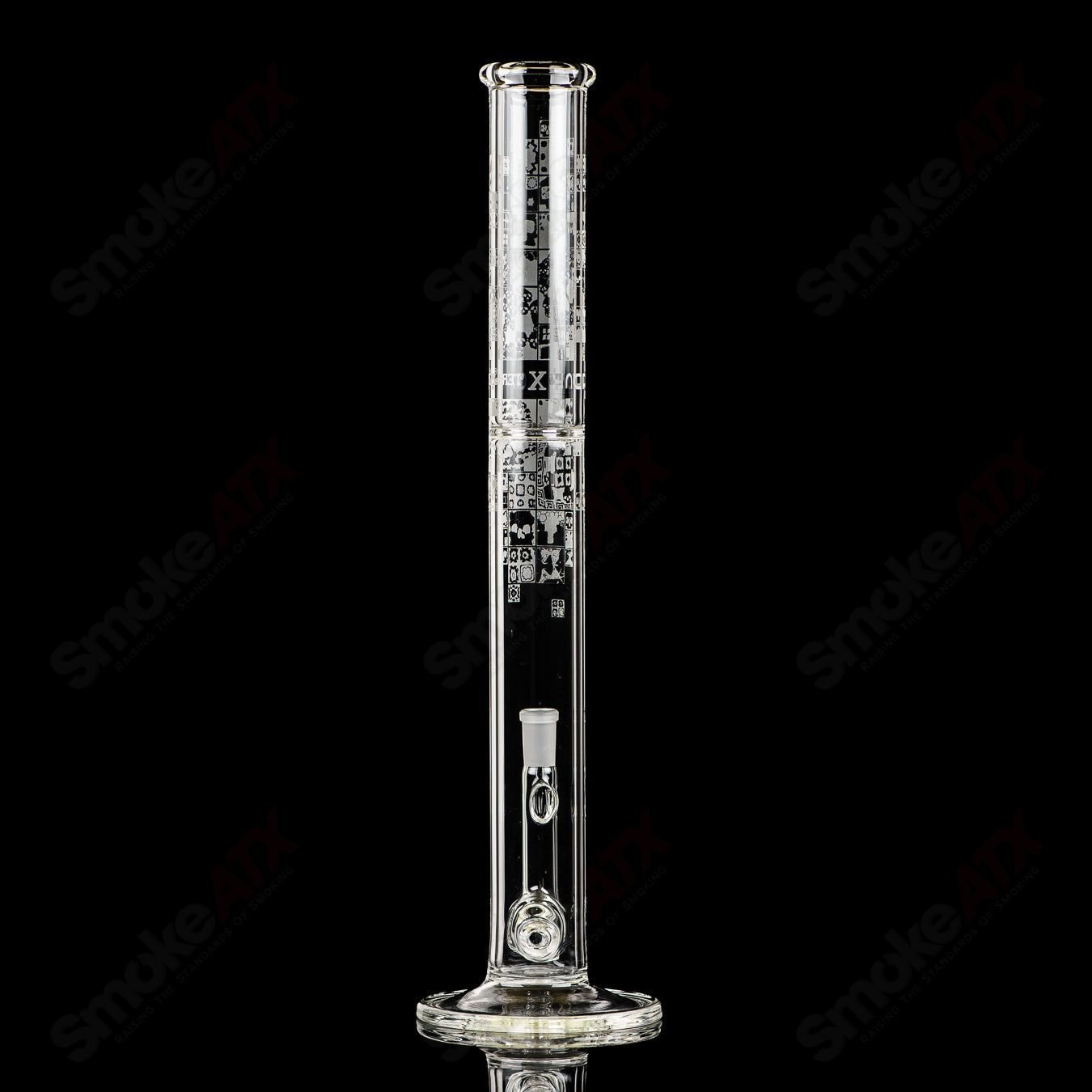 Sandblasted 18mm limited edition inline tube by Terroir, part of the Crunklestein x Terroir heady glass straight tubes collection.