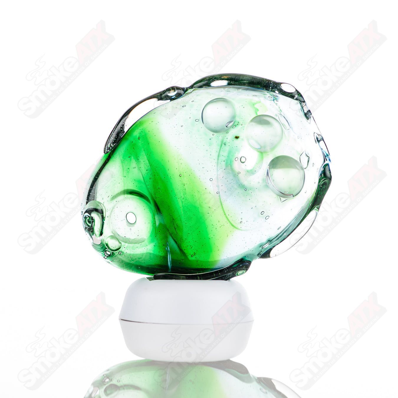 Glass Goddess Pipe by Nobody, clear glass pipe with intricate goddess design, smooth mouthpiece, and detailed craftsmanship.