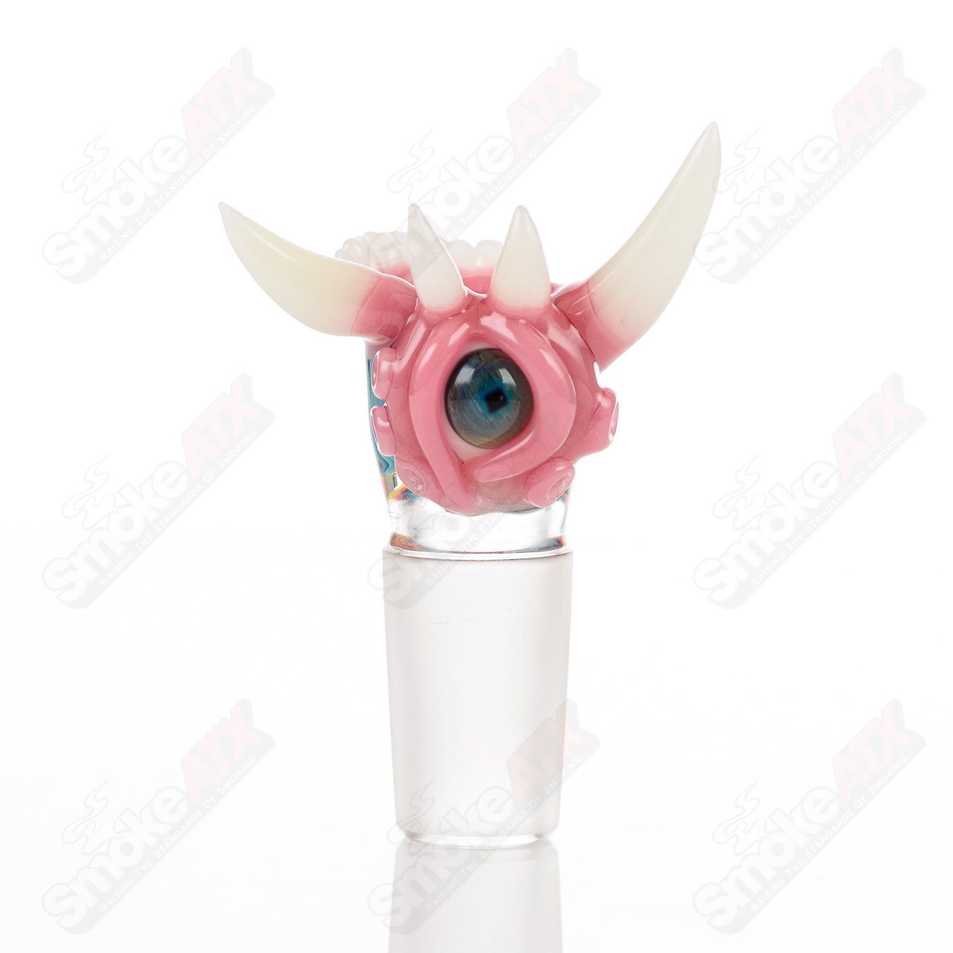Salt Glass 19mm slide with 3 holes in blush, fire & ice, and line tubing design for use with heady glass bowls.