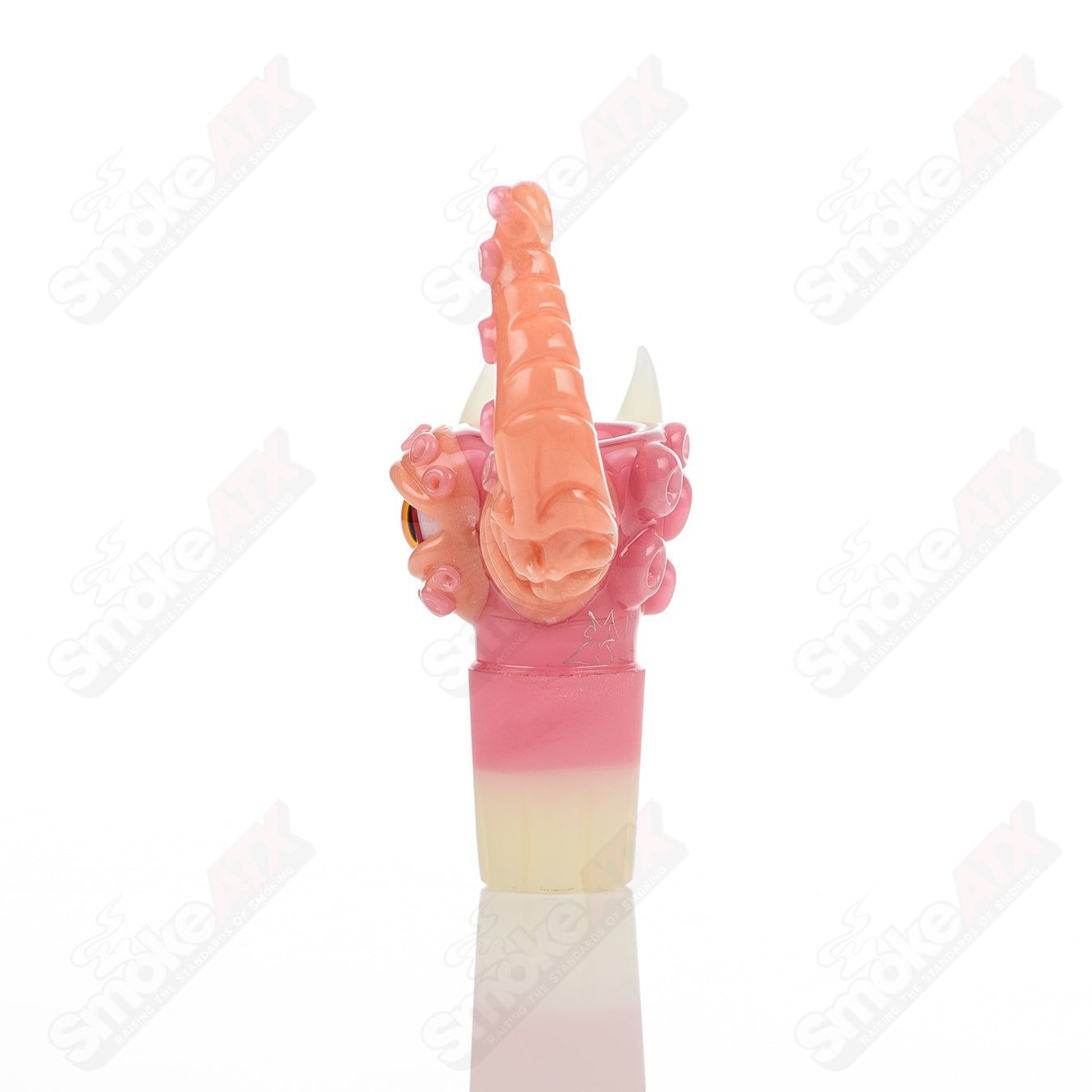 Salt Glass 19mm Slide with 3-hole Blush Plastic Tooth, designed for Heady Glass Bowls.